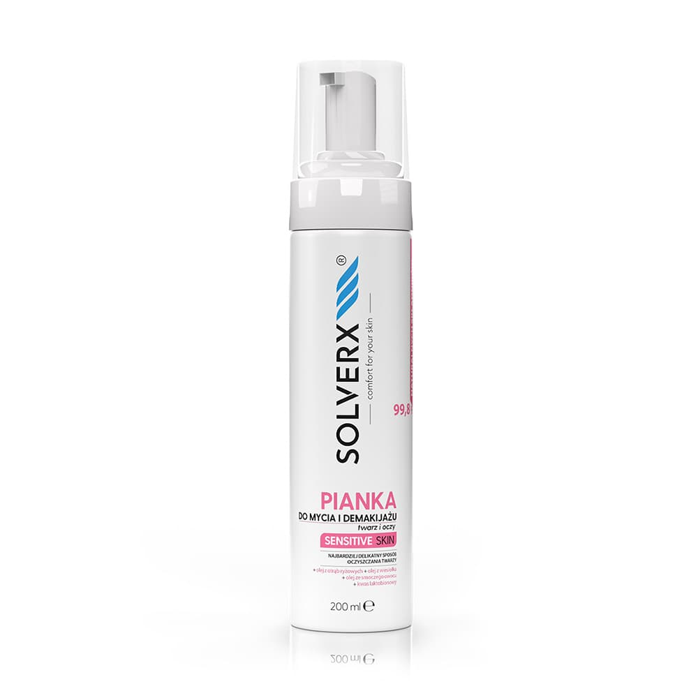 

SOLVERX Sensitive Skin Pianka do mycia i demakijażu twarzy i oczu do cery wrażliwej 200ml