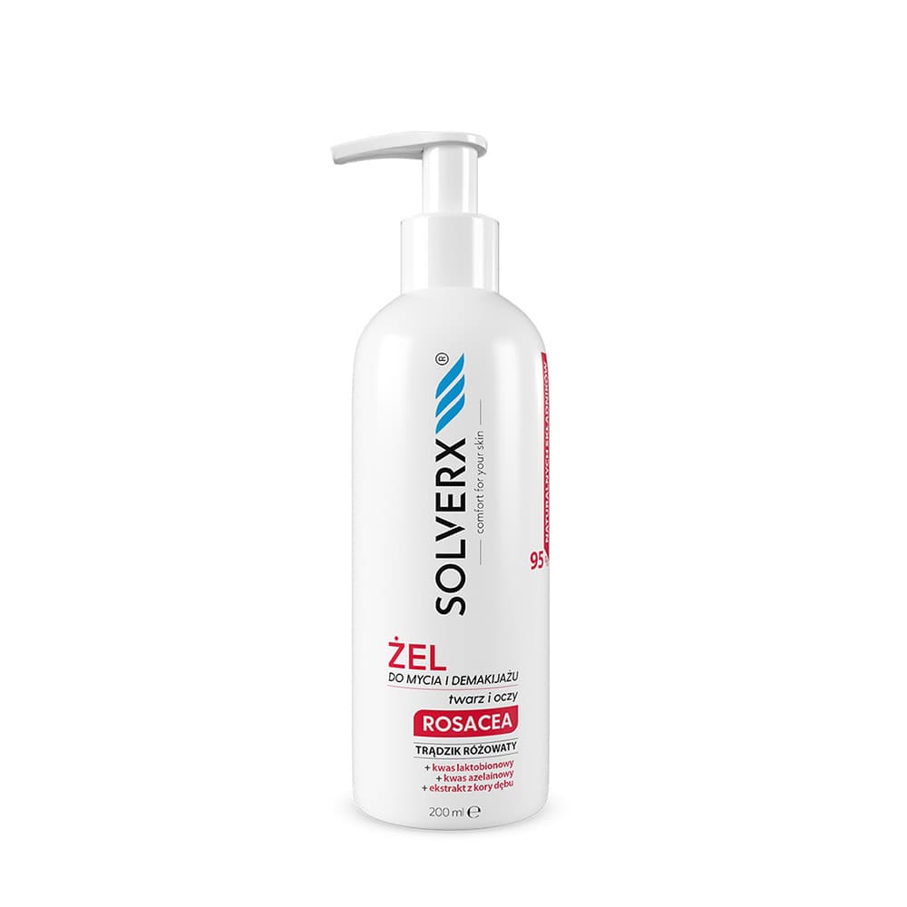

Solverx Rosacea Żel do mycia i demakijażu twarzy i oczu na trądzik różowaty 200 ml