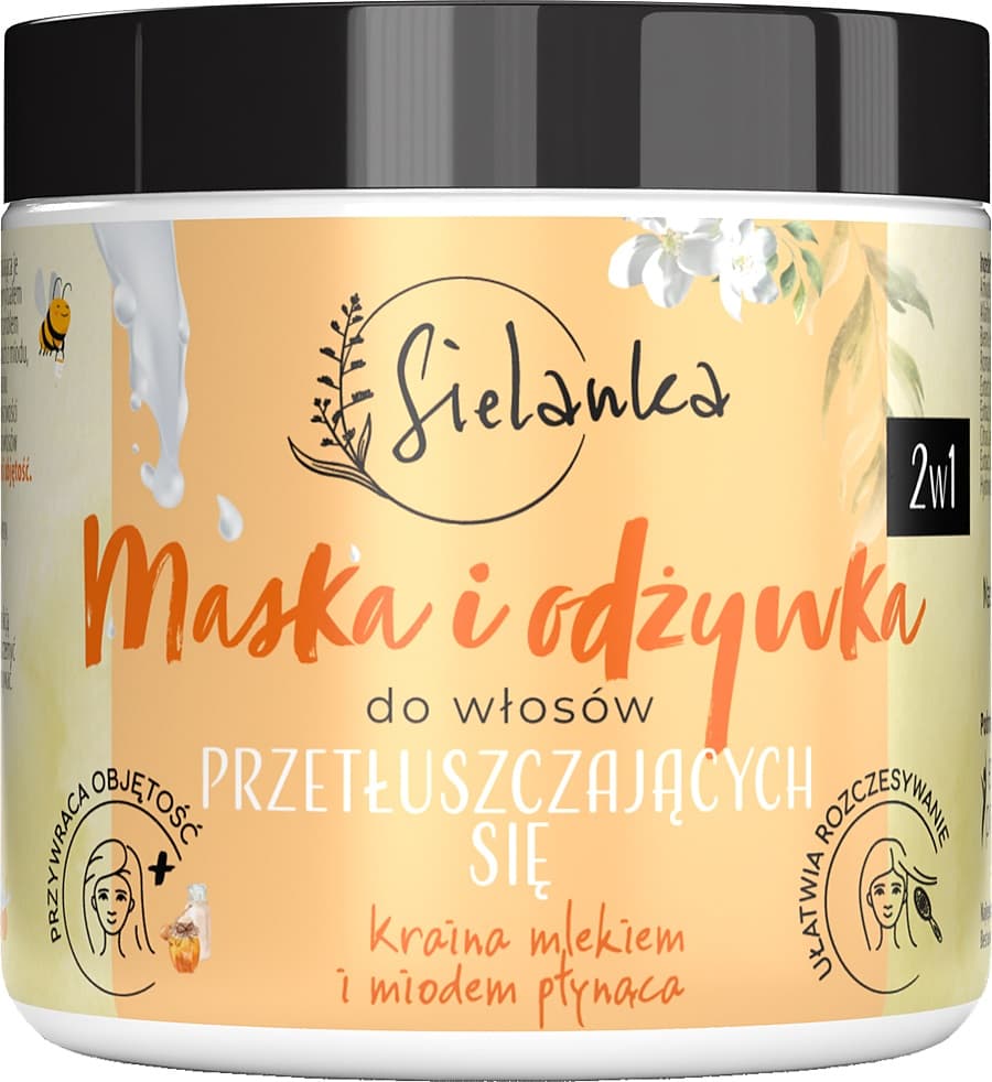 

SIELANKA Maska i odżywka 2w1 do włosów przetłuszczających się - "Kraina Mlekiem i Miodem Płynąca" 250ml