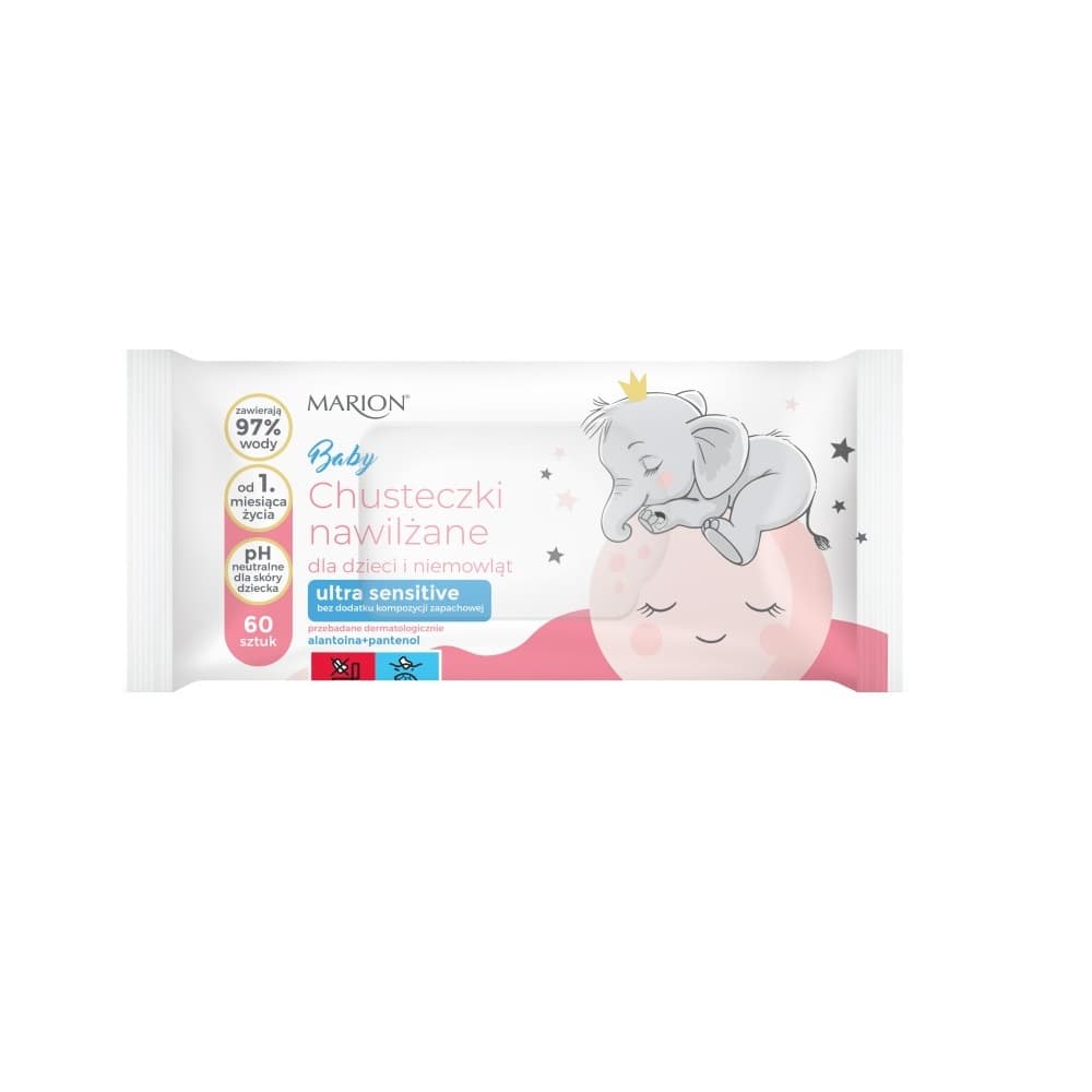 

Marion Baby Chusteczki nawilżane dla dzieci i niemowląt Ultra Sensitive - alantoina+pantenol 1op.-60szt