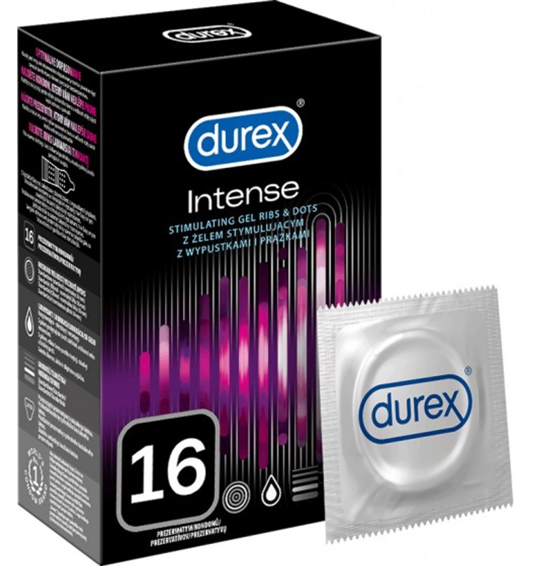 

Durex Durex prezerwatywy Intense 16 szt z wypustkami prążkami żel stymulujący
