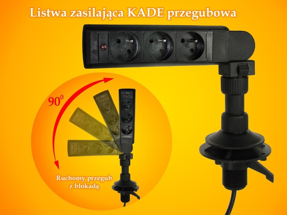 

Listwa zasilająca 3 gniazda AC KADE - przegubowa