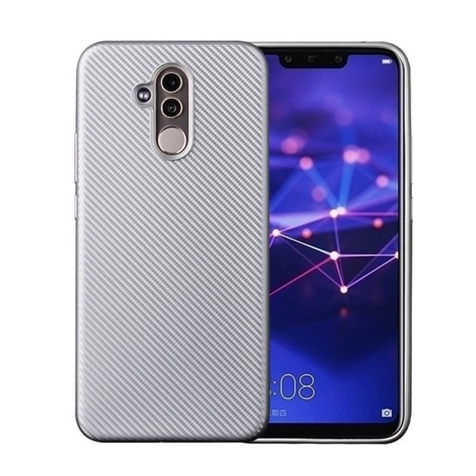 

Etui Carbon Fiber Huawei Mate 20 lite srebrny /silver