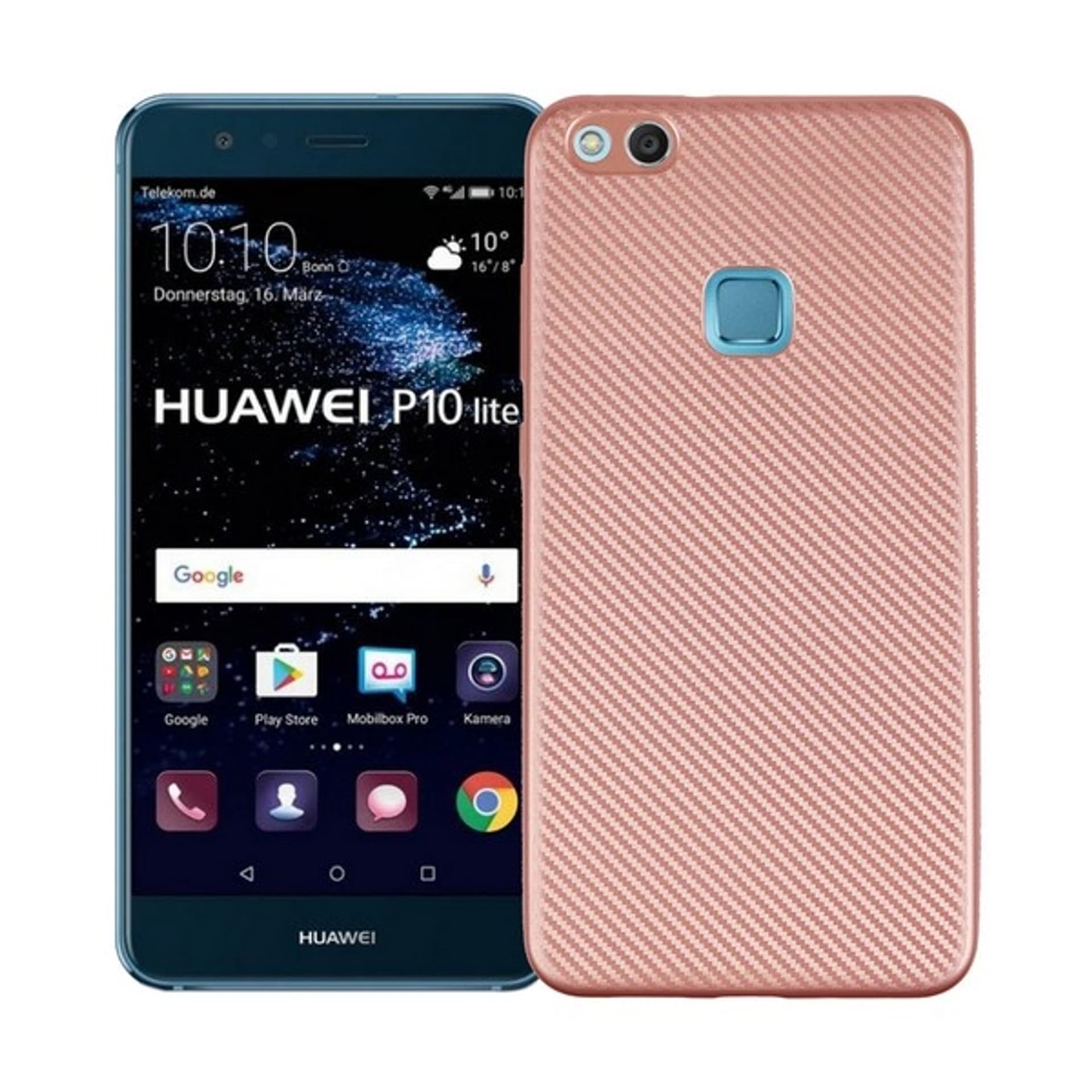 

Etui Carbon Fiber Huawei P10 lite różowo -złoty/rose gold