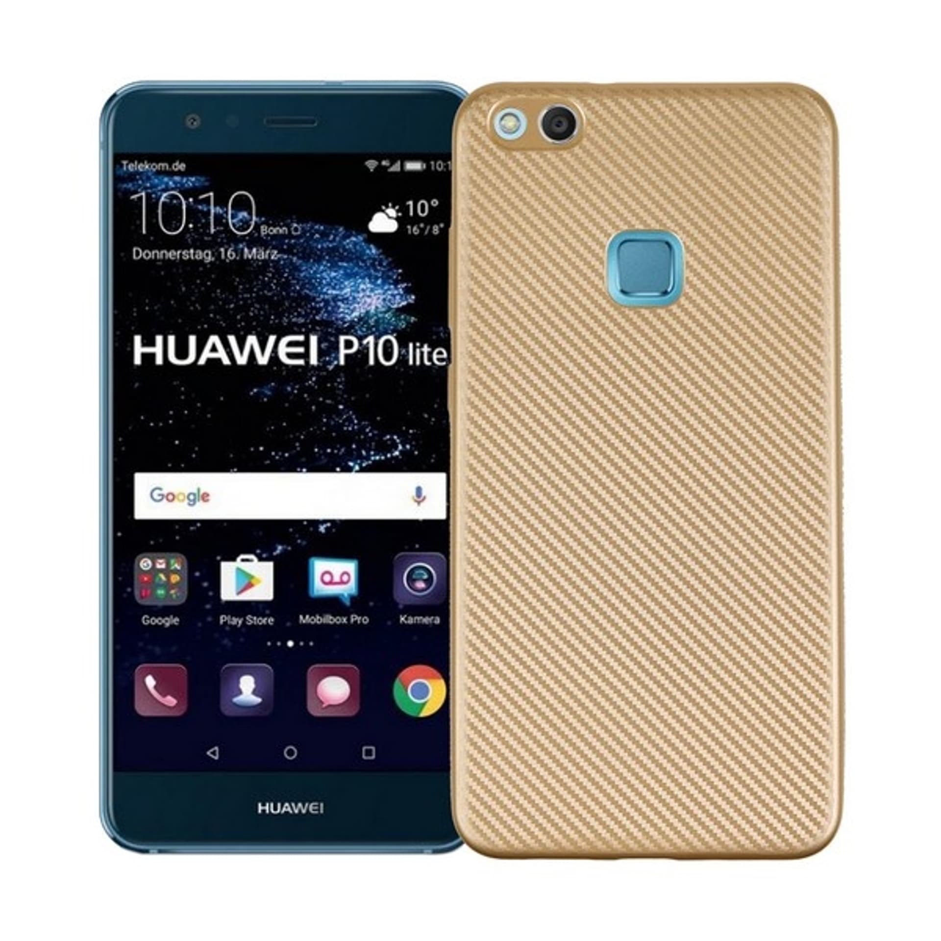 

Etui Carbon Fiber Huawei P10 lite złoty /gold