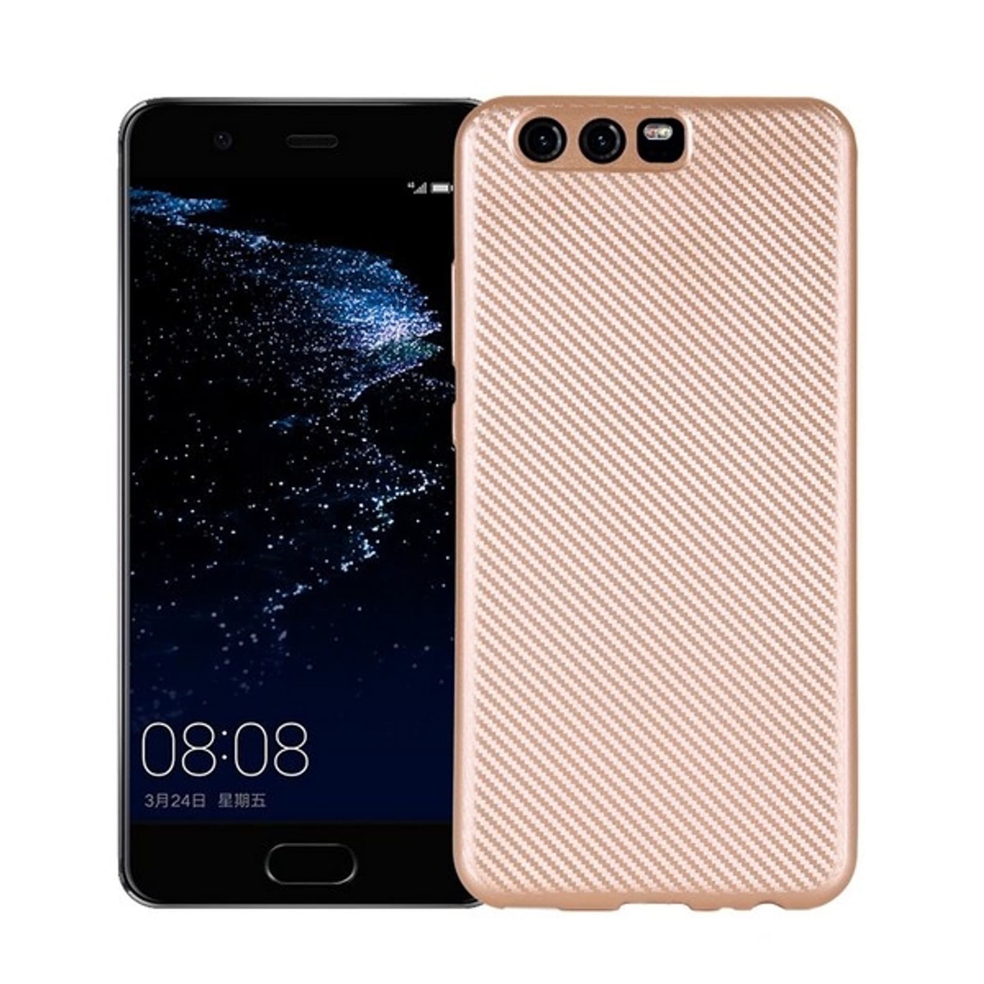 

Etui Carbon Fiber Huawei P10 złoty /gold