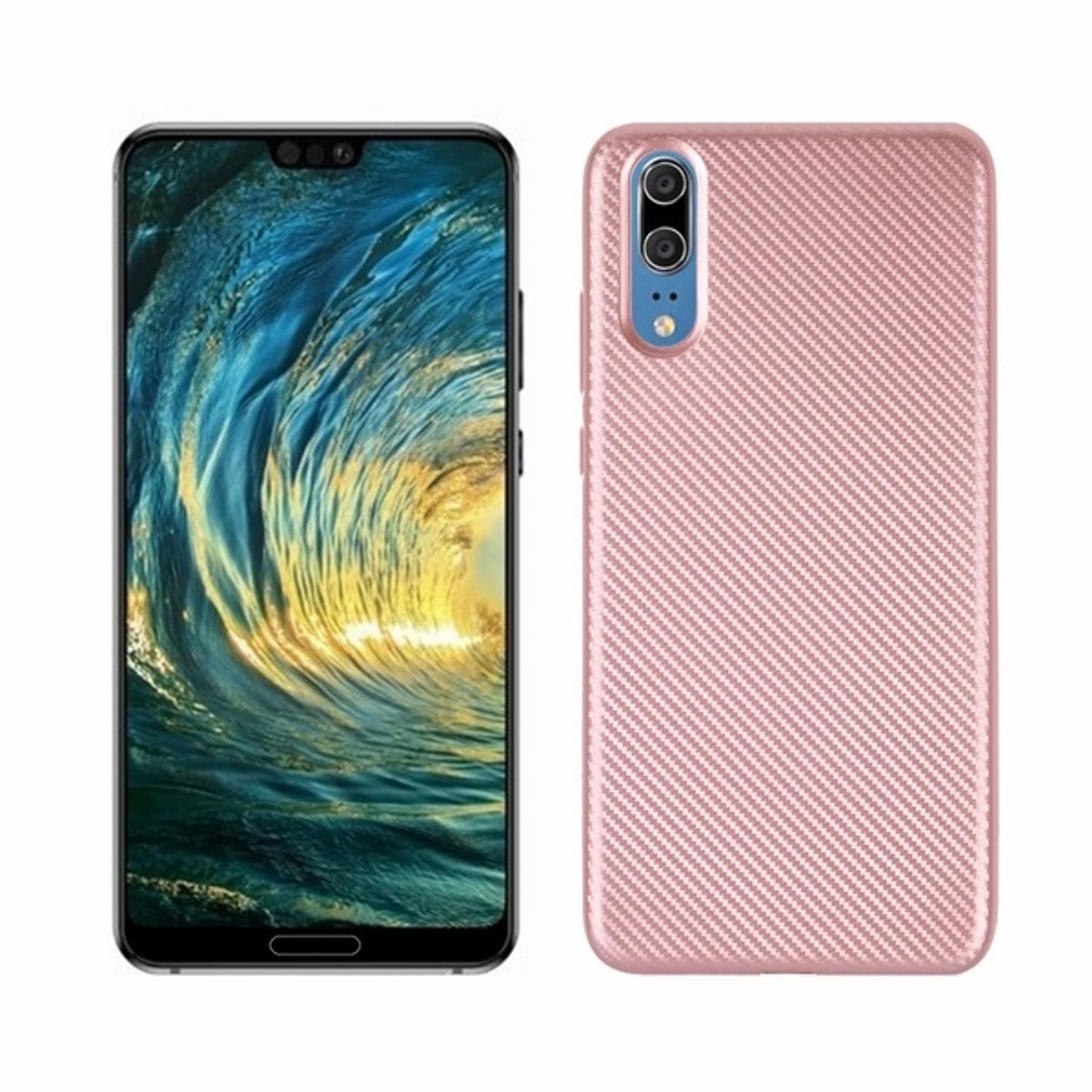 

Etui Carbon Fiber Huawei P20 różowo złot /rose gold