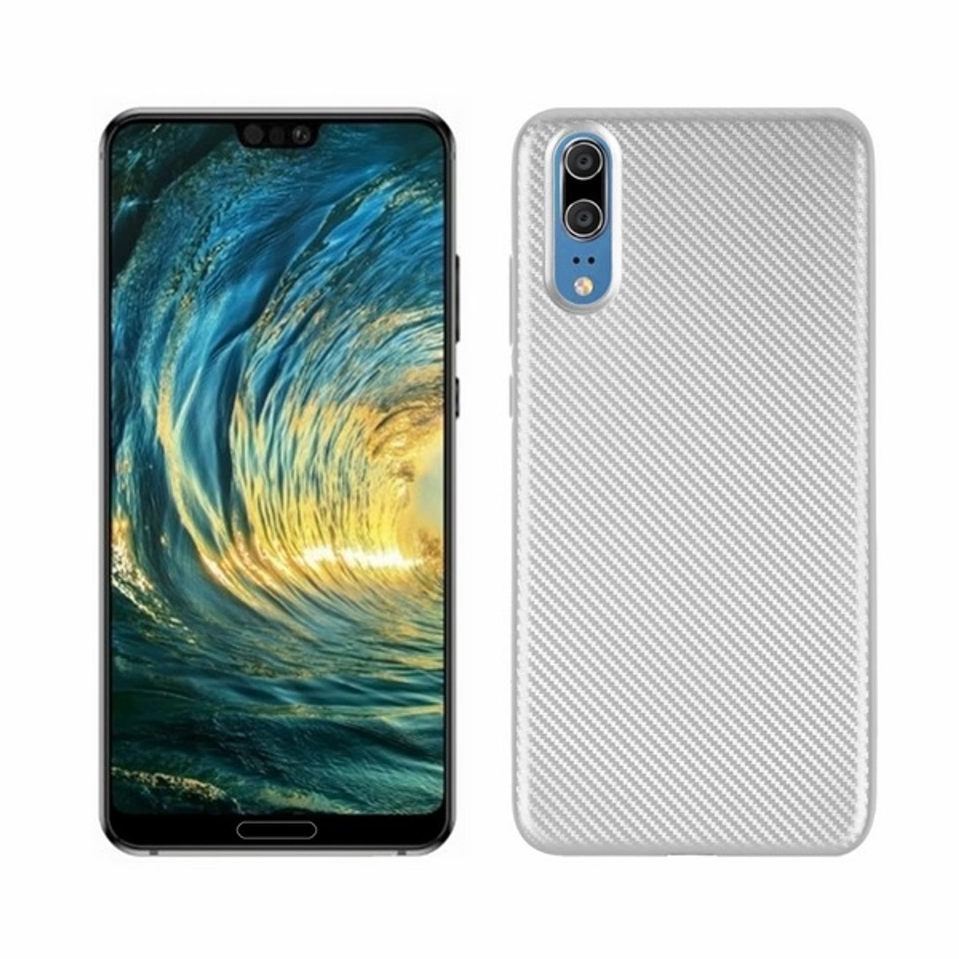 

Etui Carbon Fiber Huawei P20 srebrny /silver