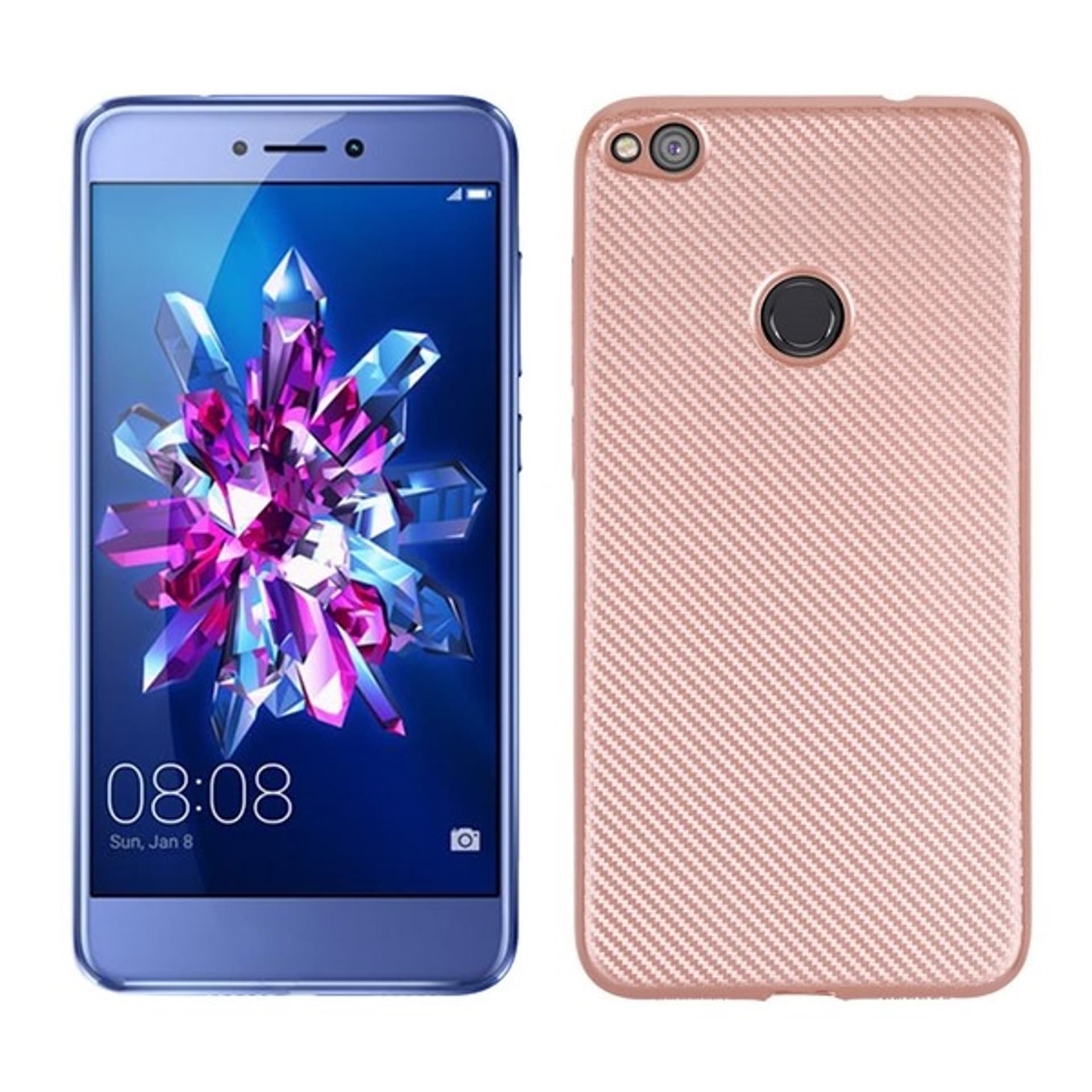 

Etui Carbon Fiber Huawei P8 lite 2017 różowo-złoty/rose gold