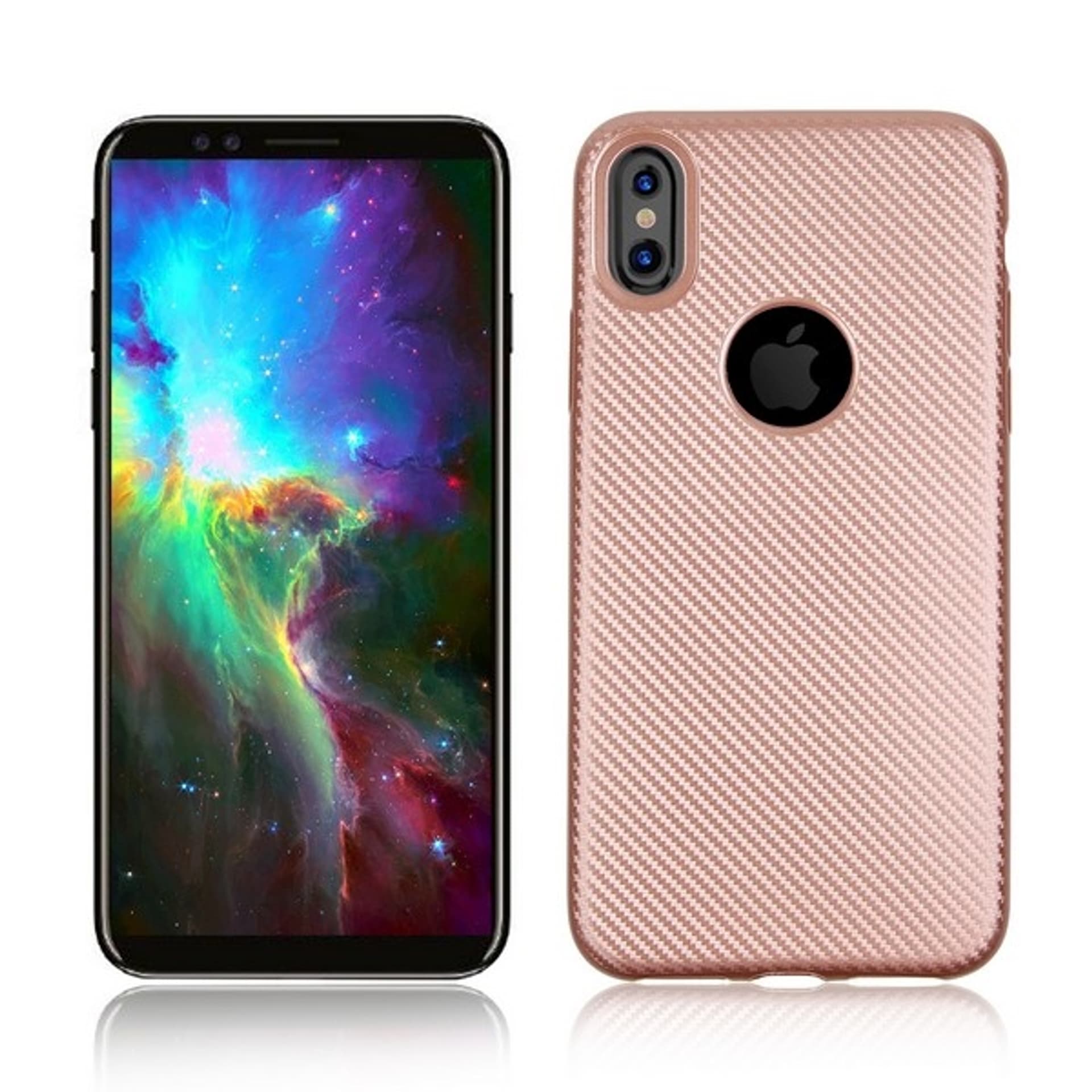 

Etui Carbon Fiber iPhone X różowo-złoty /rosegold