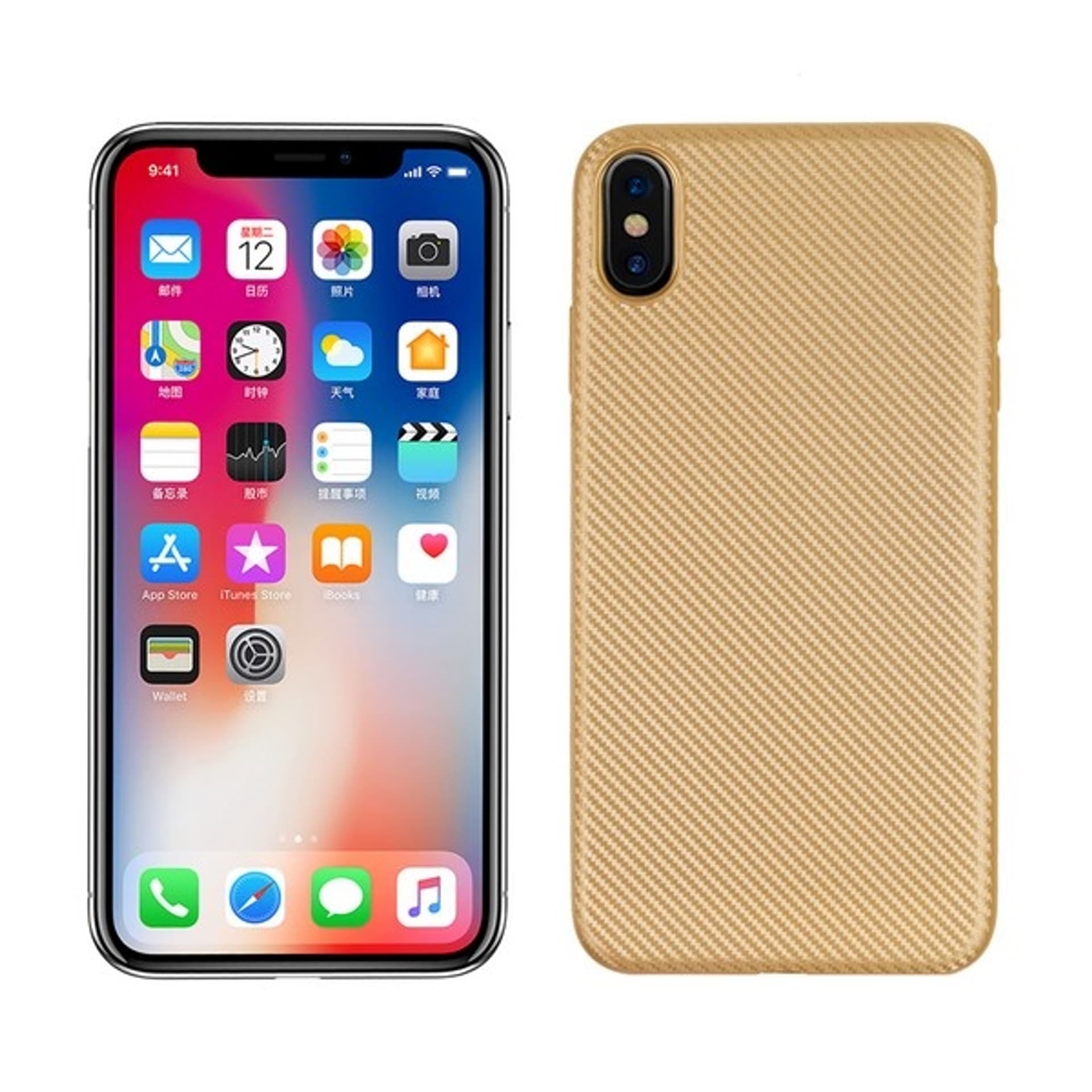 

Etui Carbon Fiber iPhone Xs Max złoty /glod