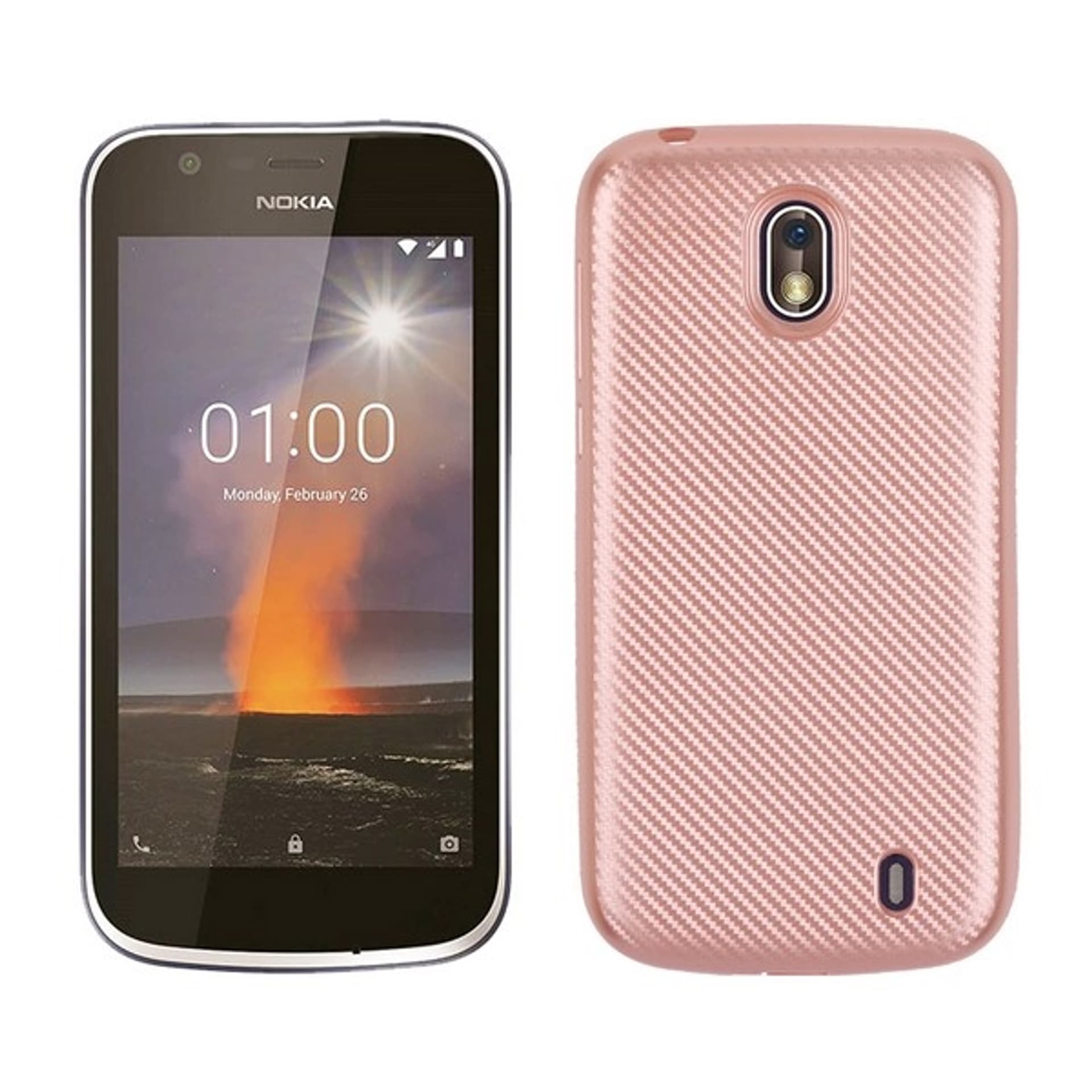 

Etui Carbon Fiber Nokia 1 różowo-złoty /rose gold
