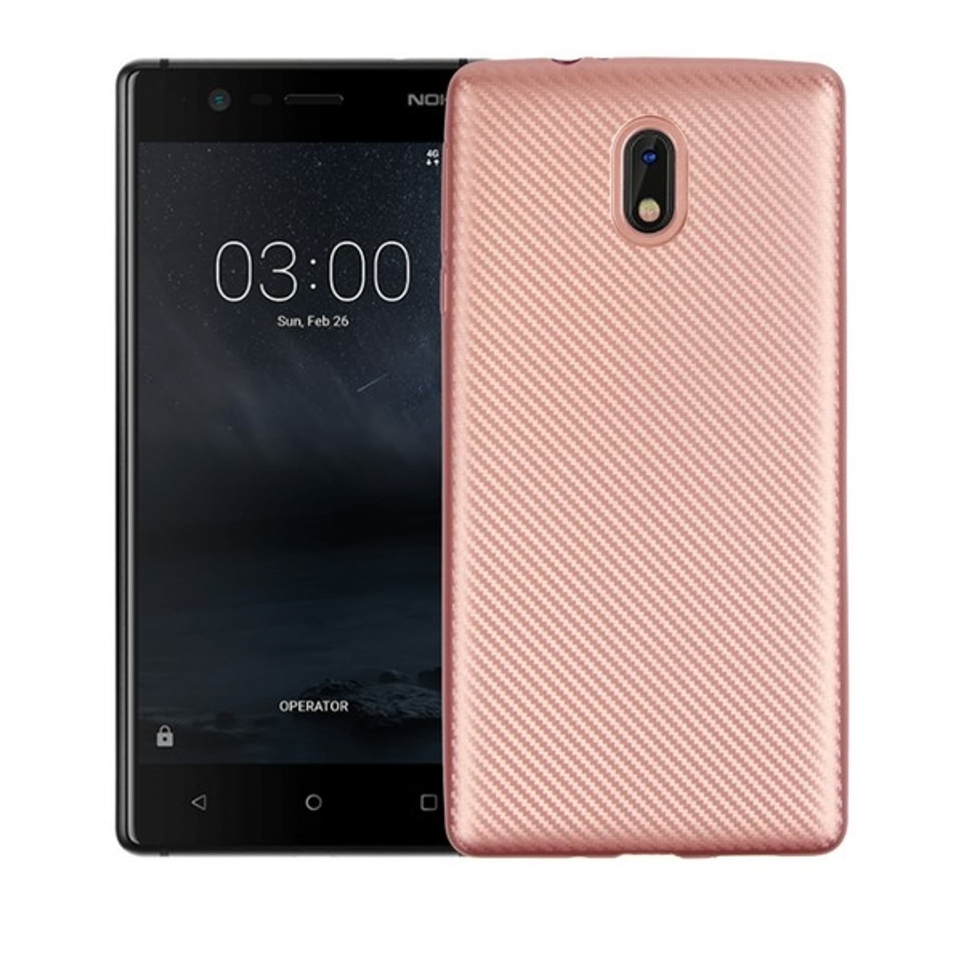 

Etui Carbon Fiber Nokia 3 różowo-złoty /rosegold