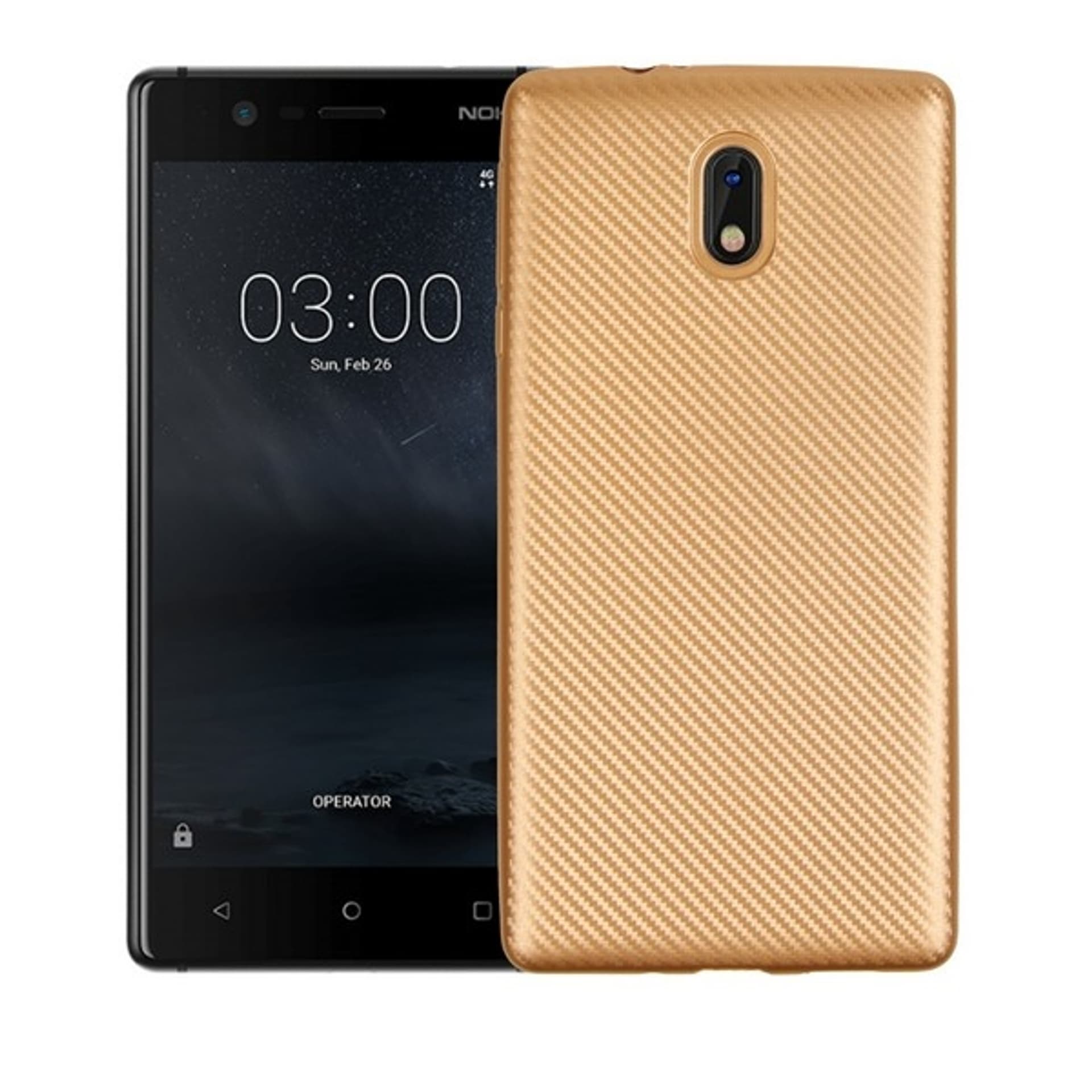 

Etui Carbon Fiber Nokia 3 złoty/gold