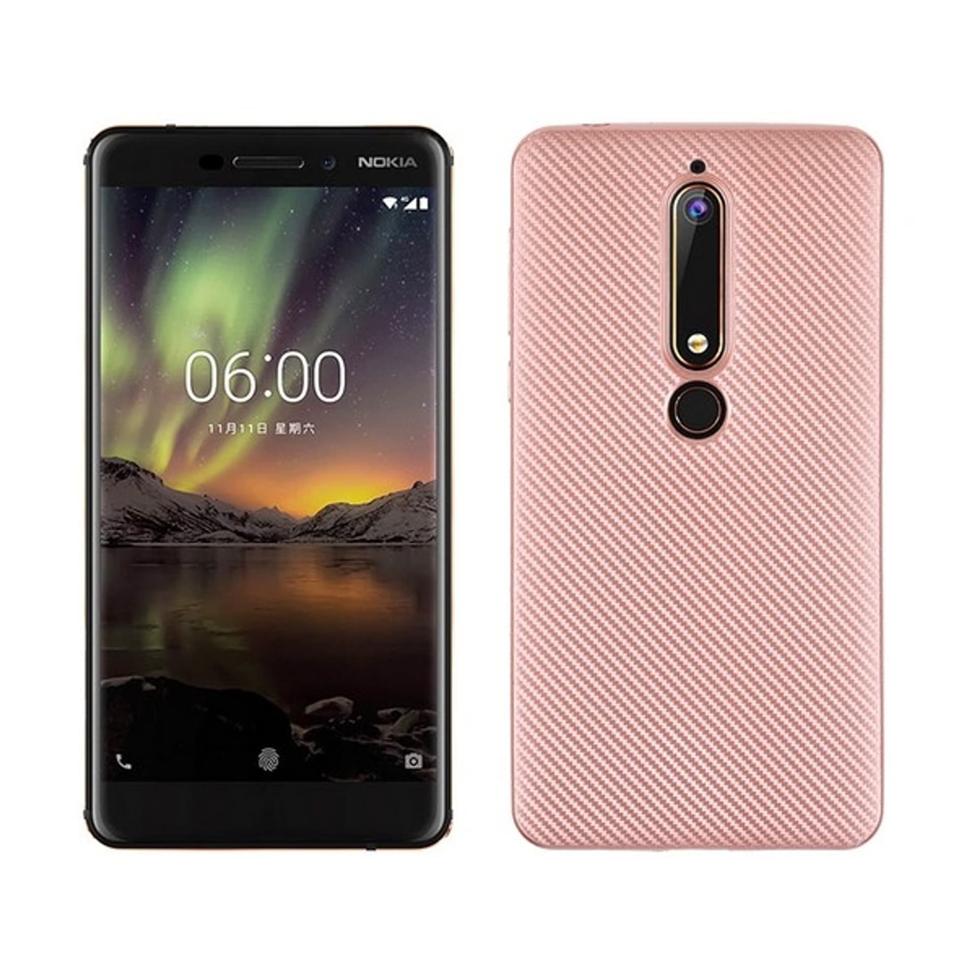 

Etui Carbon Fiber Nokia 6 2018 różowo-zł oty/rose gold