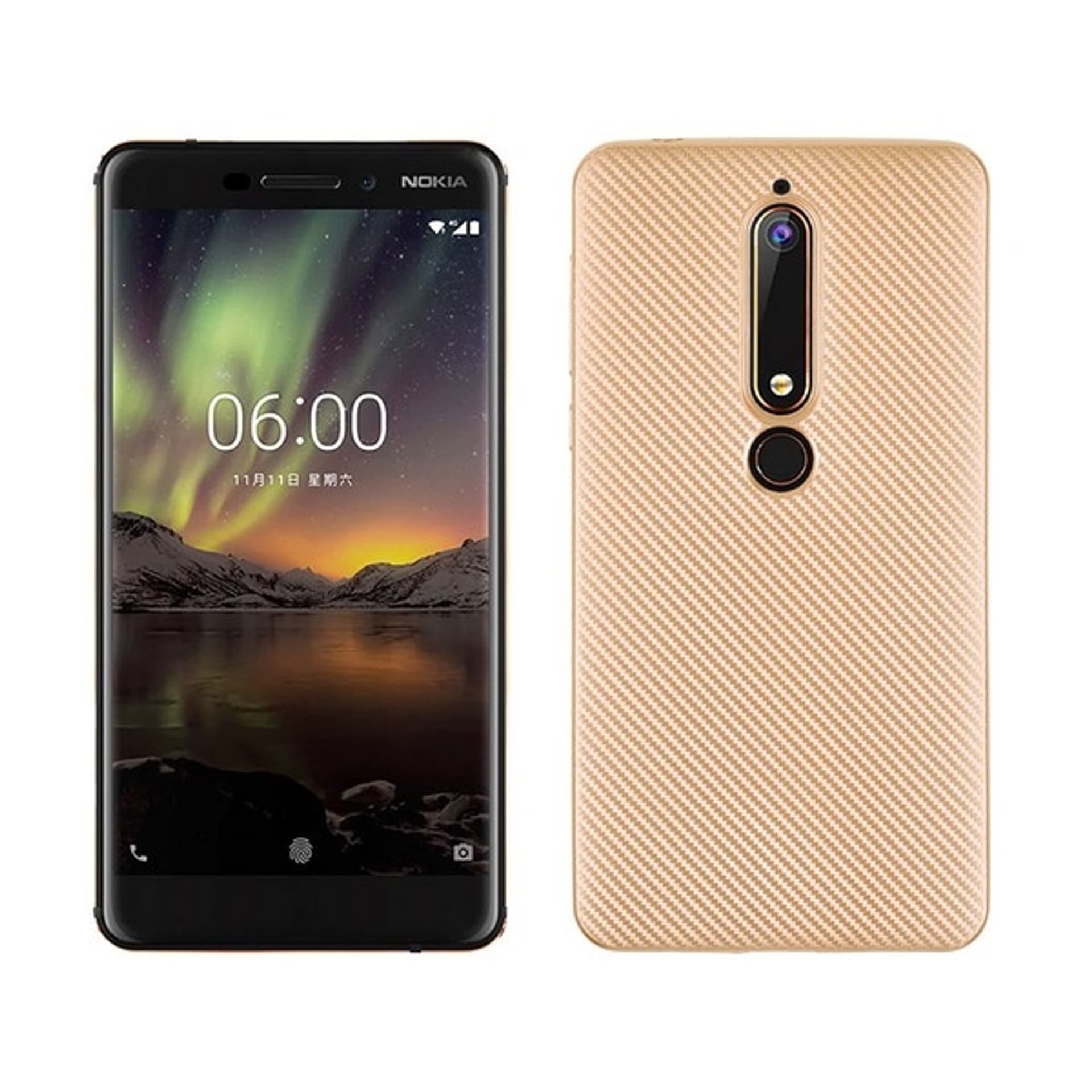 

Etui Carbon Fiber Nokia 6 2018 złoty /gold