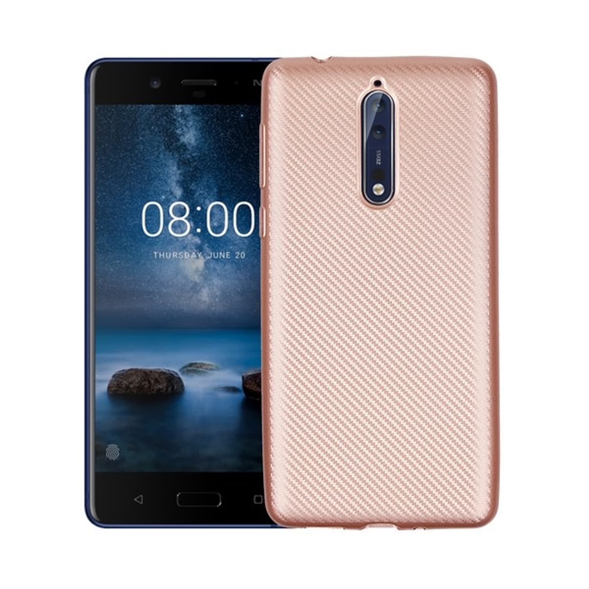

Etui Carbon Fiber Nokia 8 różowo-złoty /rosegold
