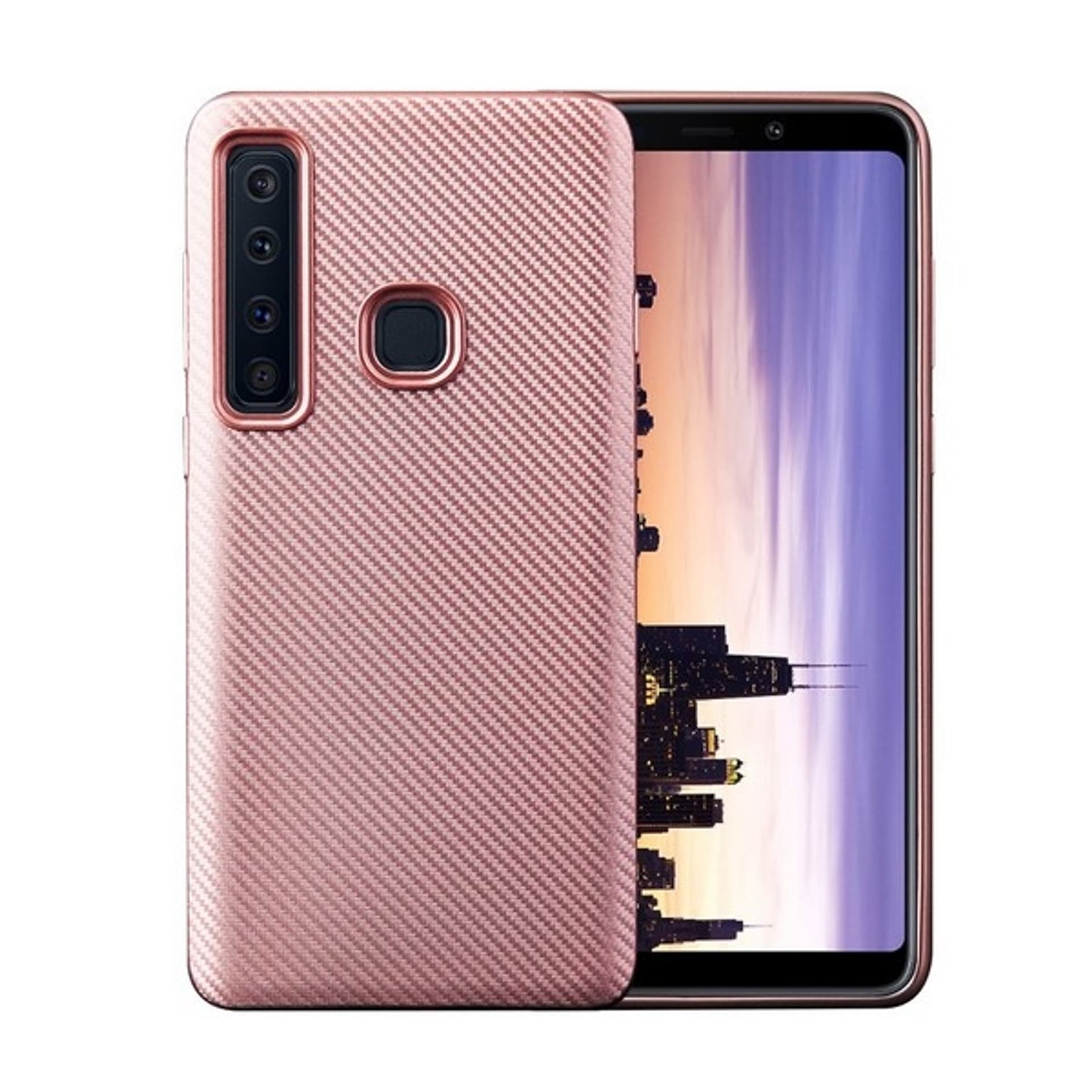 

Etui Carbon Fiber Samsung A920 A9 2018 rózowo-złoty /rosegold