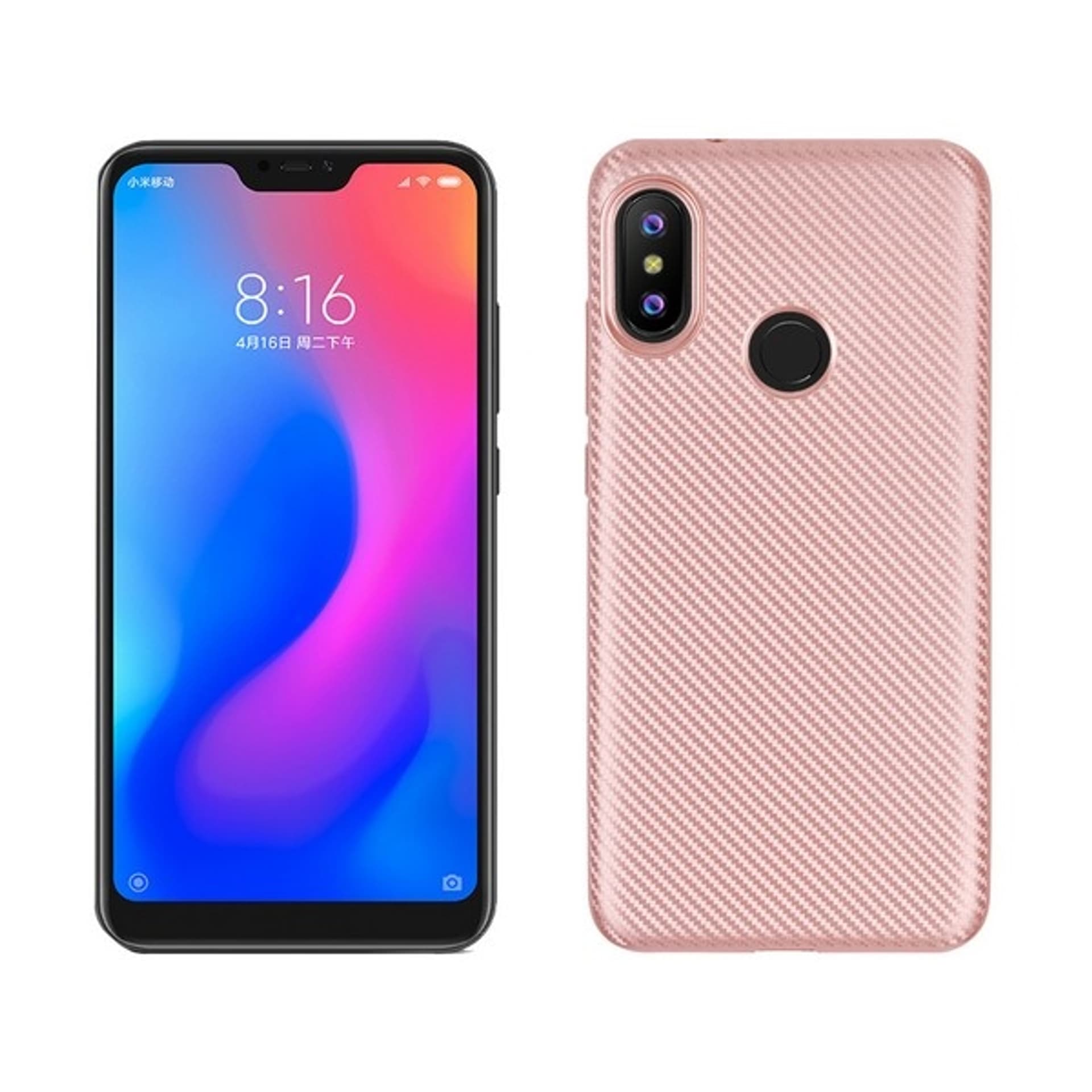 

Etui Carbon Fiber Xiaomi Mi A2 Lite różowo-złoty/rose gold