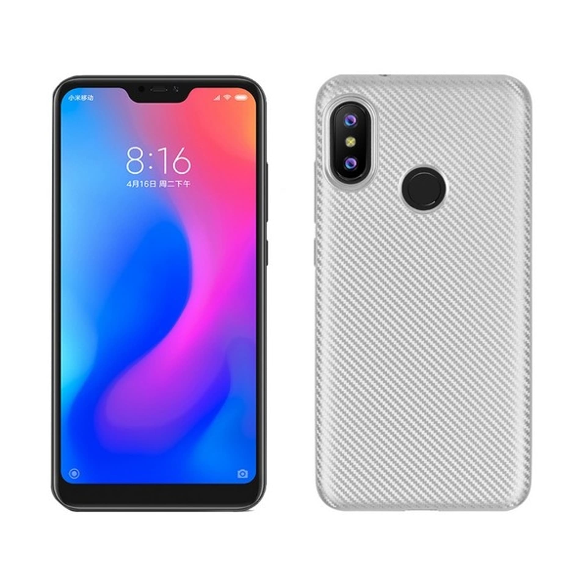

Etui Carbon Fiber Xiaomi Redmi Note 6 Pro srebrny/silver