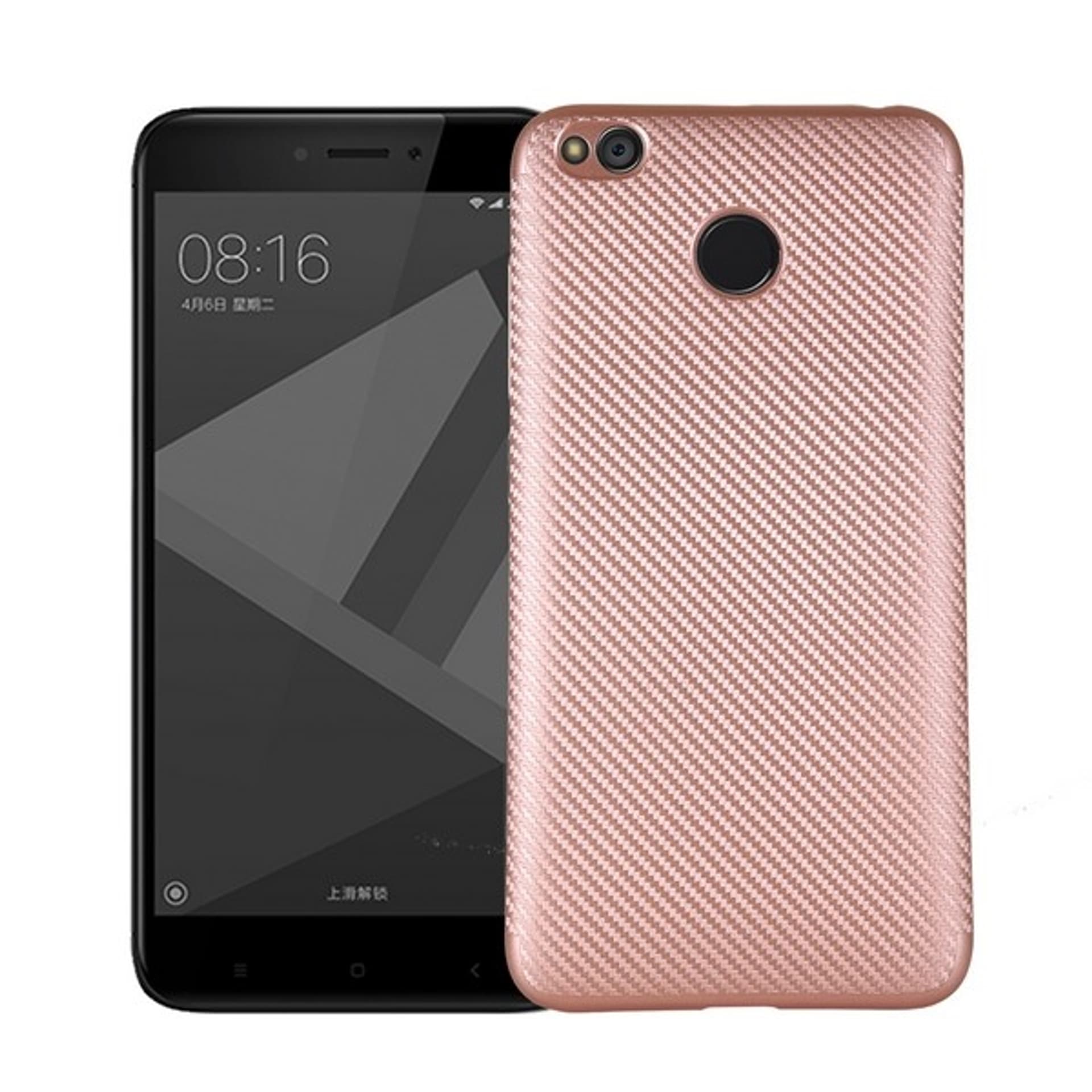 

Etui Carbon Fiber Xiaomi Redmi 4X różowo -złoty/rosegold
