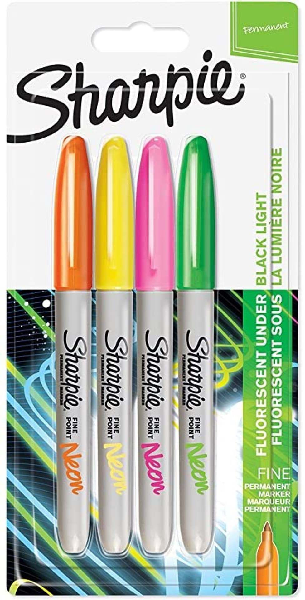 

Marker permanentny Sharpie Fine NEON - blister 4szt. (żółty, różowy, zielony, pomarańczowy) F 1,0mm 1985855, Żółty/różowy/zielony/pomarańczowy) f 1.0mm 198585