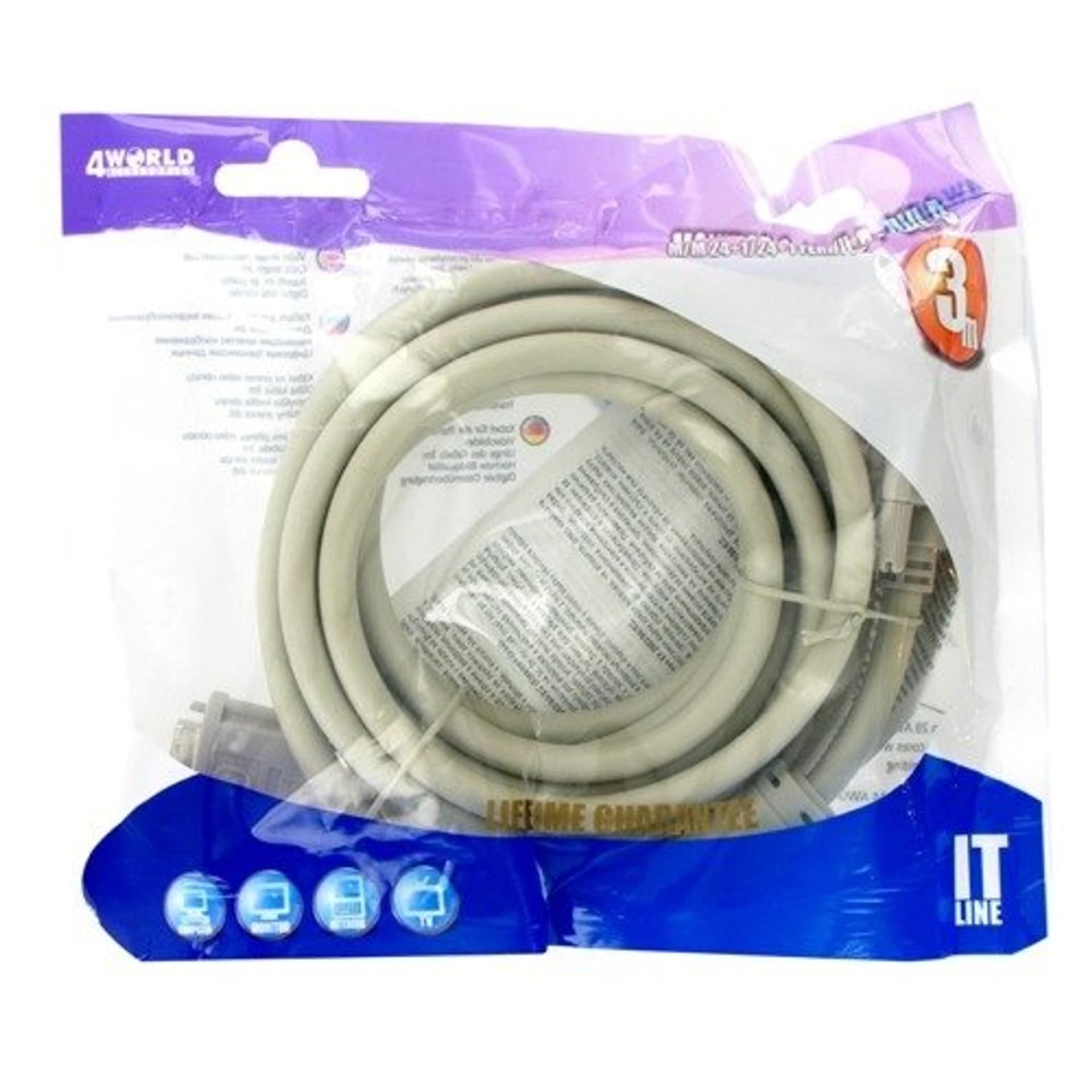 

4World Display kabel DVI-D-DVI-D M/M 24+1/24+1 Feryt 3m|Czarny