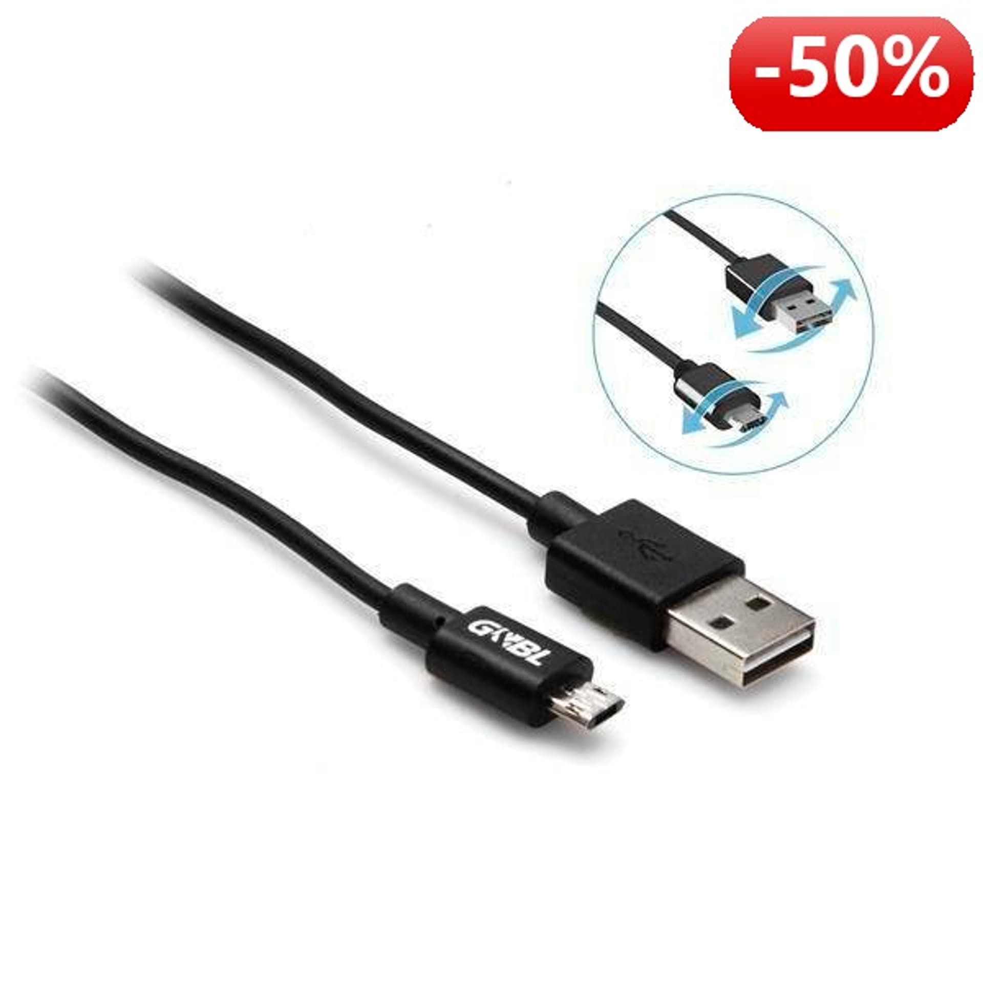 

G&BL Kabel USB dwustronny, USB 2.0 M- Micro USB B M, 1m, czarny