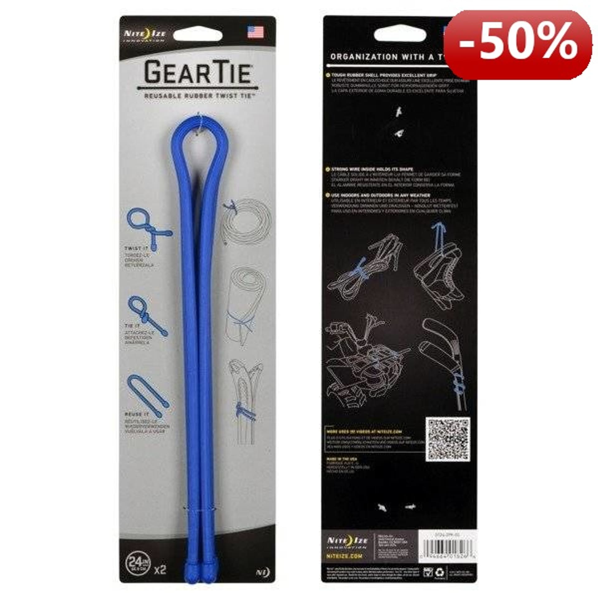 

Nite Ize Zestaw linek Gear Tie Original 24" gumowy niebieski 2 sztuki