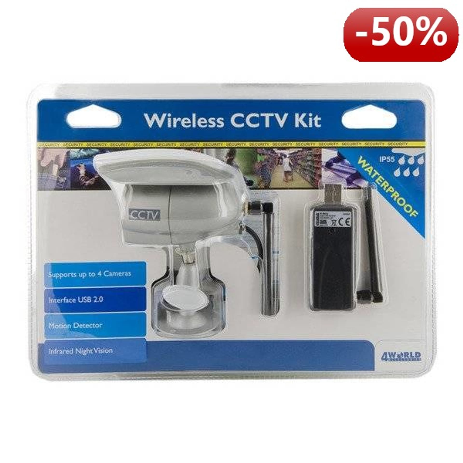 

4World SECURITY Bezprzewodowy zestaw CCTV - Cyfrowa kamera (DIG-01-BZ) + Odbiornik USB2.0 | IP55, Dig-01-bz) + odbiornik usb2.0 | ip5