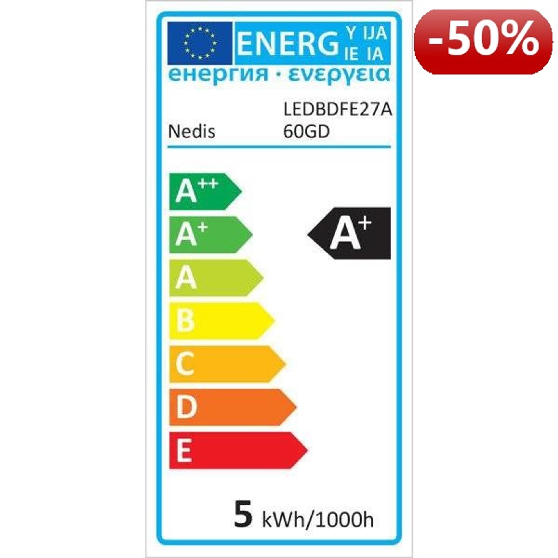 

Nedis LED Retro Ściemniana żarówka z żarnikiem E27 | A60 | 5.4 W | 470 lm