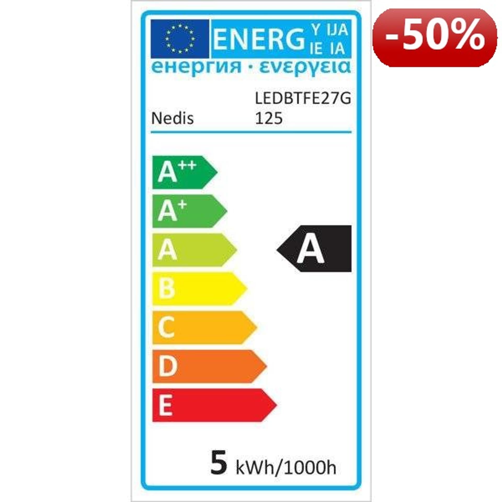

Nedis Vintage Ściemniana żarówka z żarnikiem LED E27 | G125 | 5 W | 260 lm