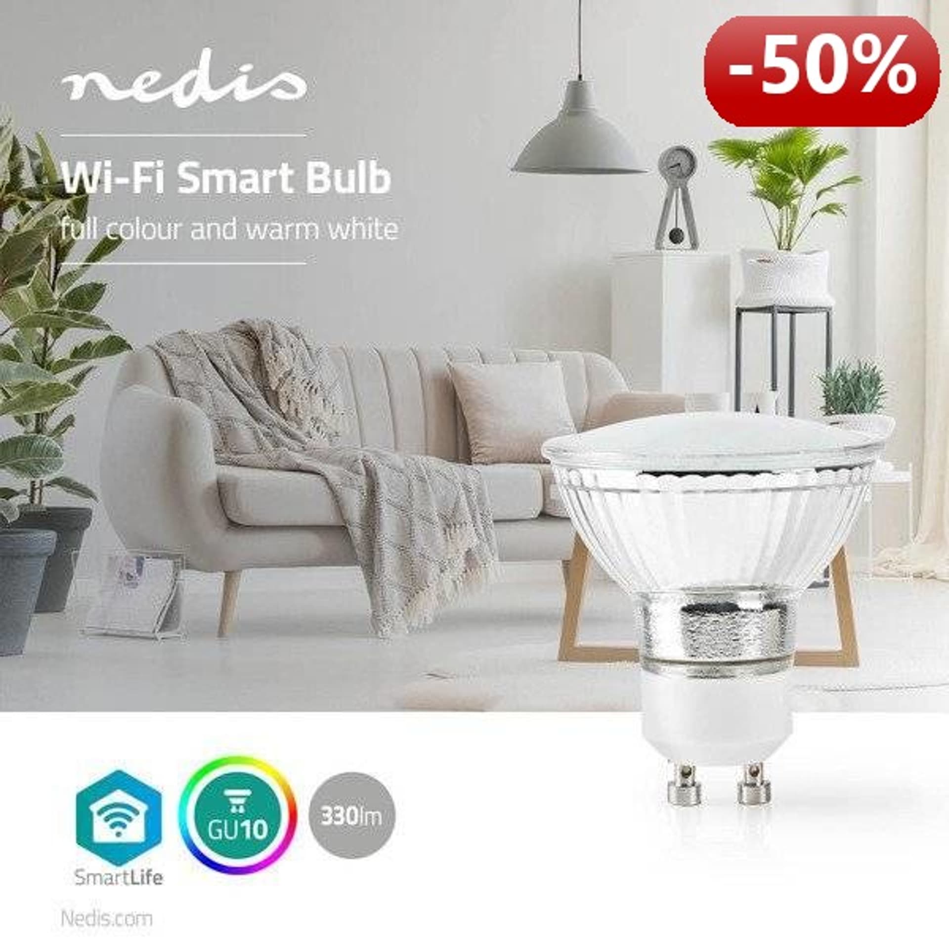 

Nedis Wi-Fi Smart LED Żarówka | Pełen kolor i ciepła biel | GU10