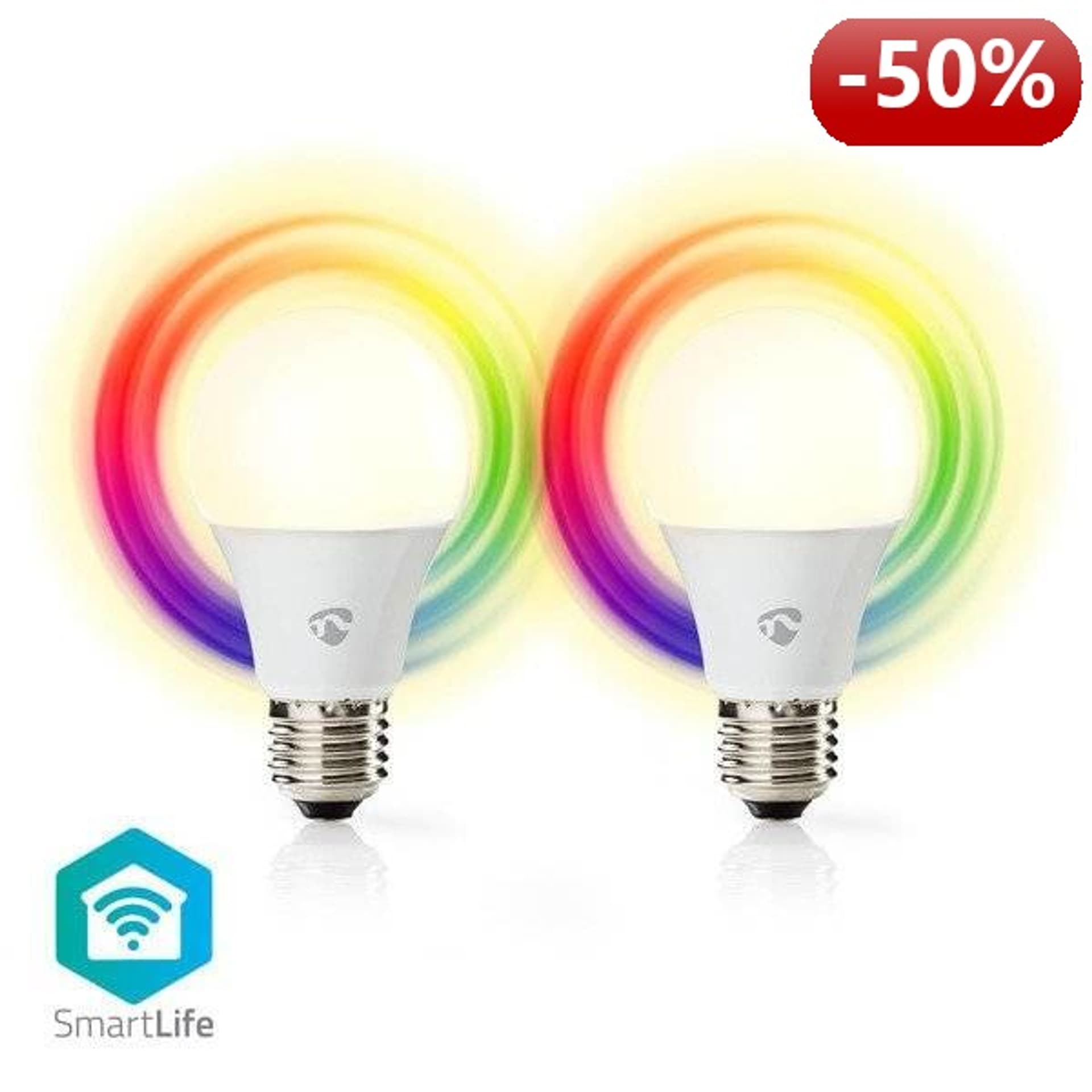 

Nedis WiFi Smart LED Żarówka | Wielokolorowa i ciepła biel | E27 | 2-pak