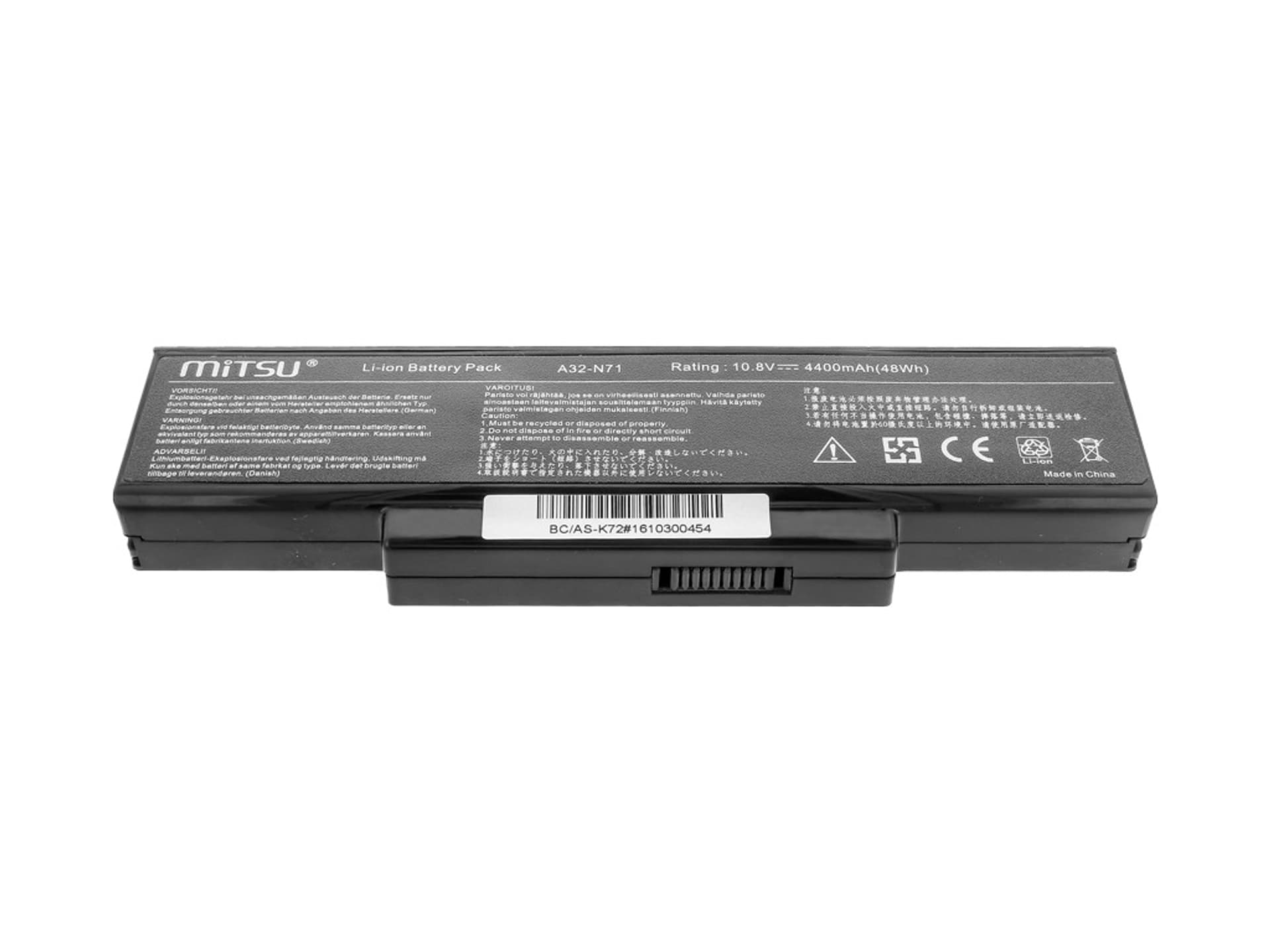 

Bateria do Asus K72, K73, N73, X77 4400 mAh (48 Wh) 10.8 - 11.1 Volt, 48 wh) 10.8 - 11.1 vol