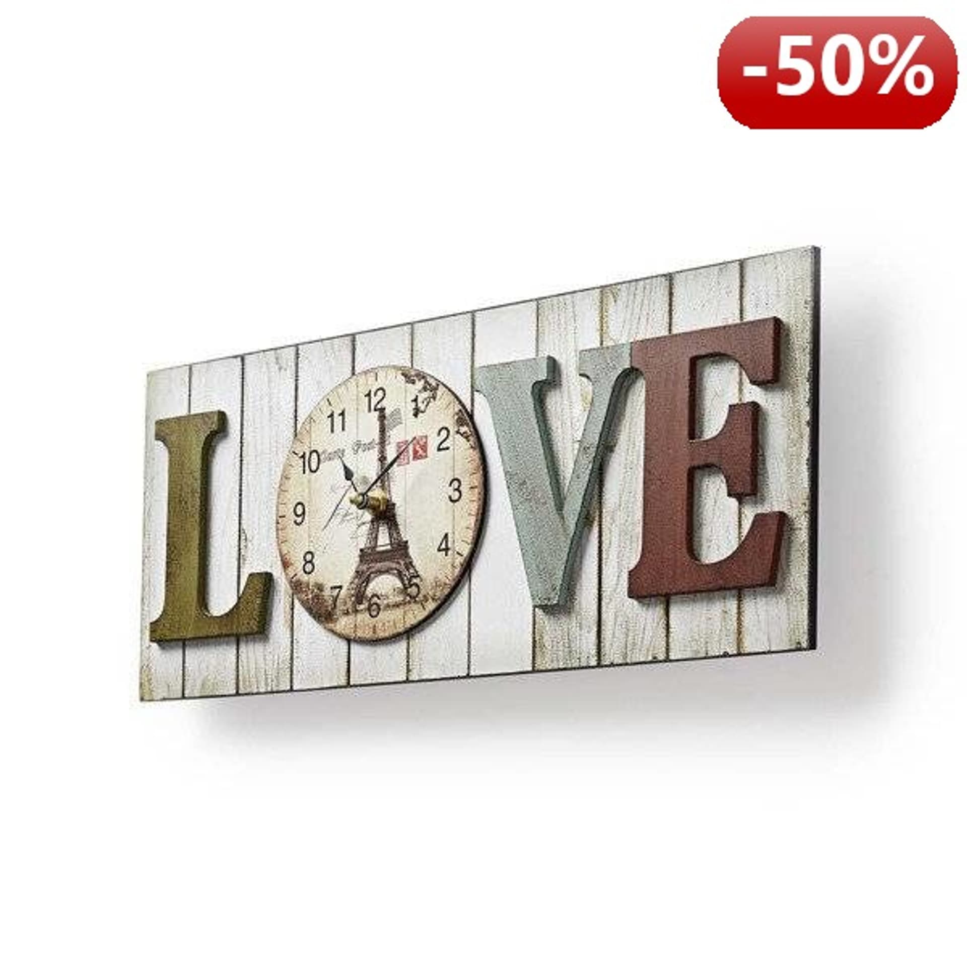 

Nedis Wooden-Style Wall Clock in Frame | ‘LOVE’ Design