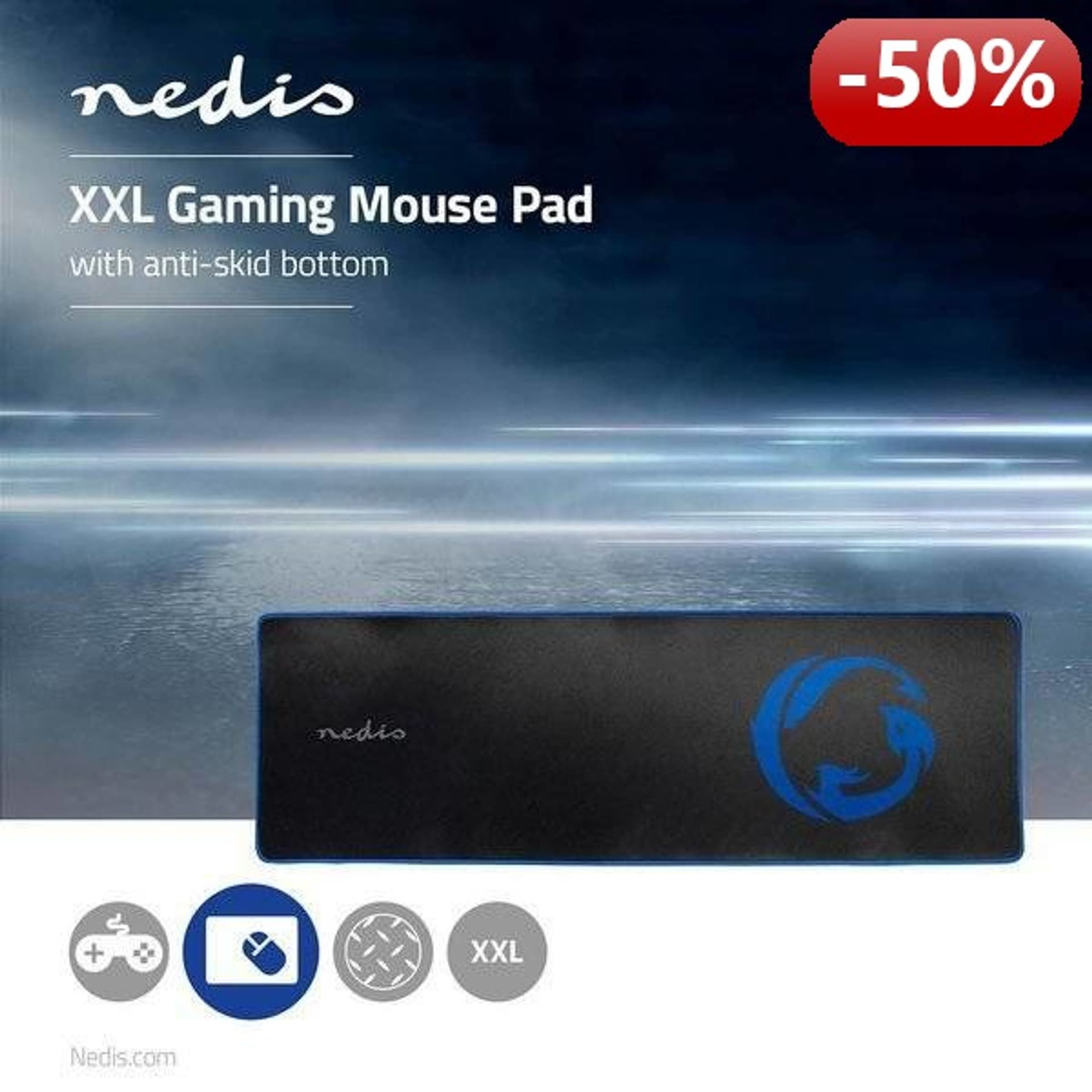 

Nedis Gaming Mouse Pad | Anti-Skid and Waterproof Base | 920 x 294mm