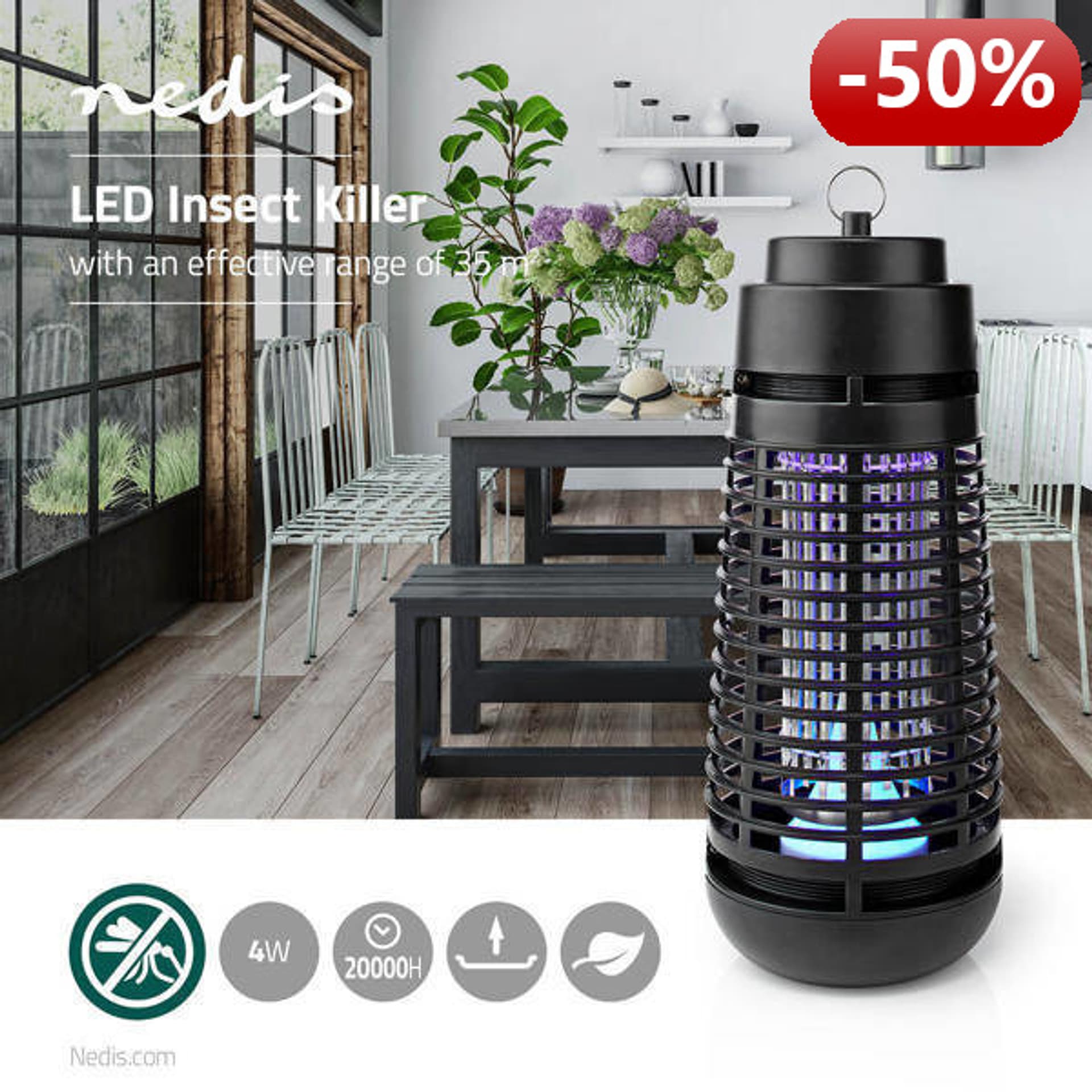 

Lampa na owady | 4 W | LED | czarna