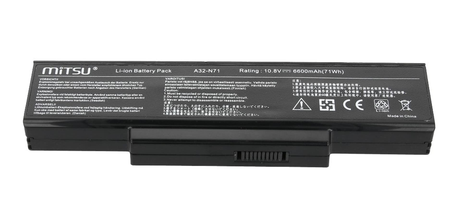 

Bateria do Asus K72, K73, N73, X77 6600 mAh (71 Wh) 10.8 - 11.1 Volt, 71 wh) 10.8 - 11.1 vol