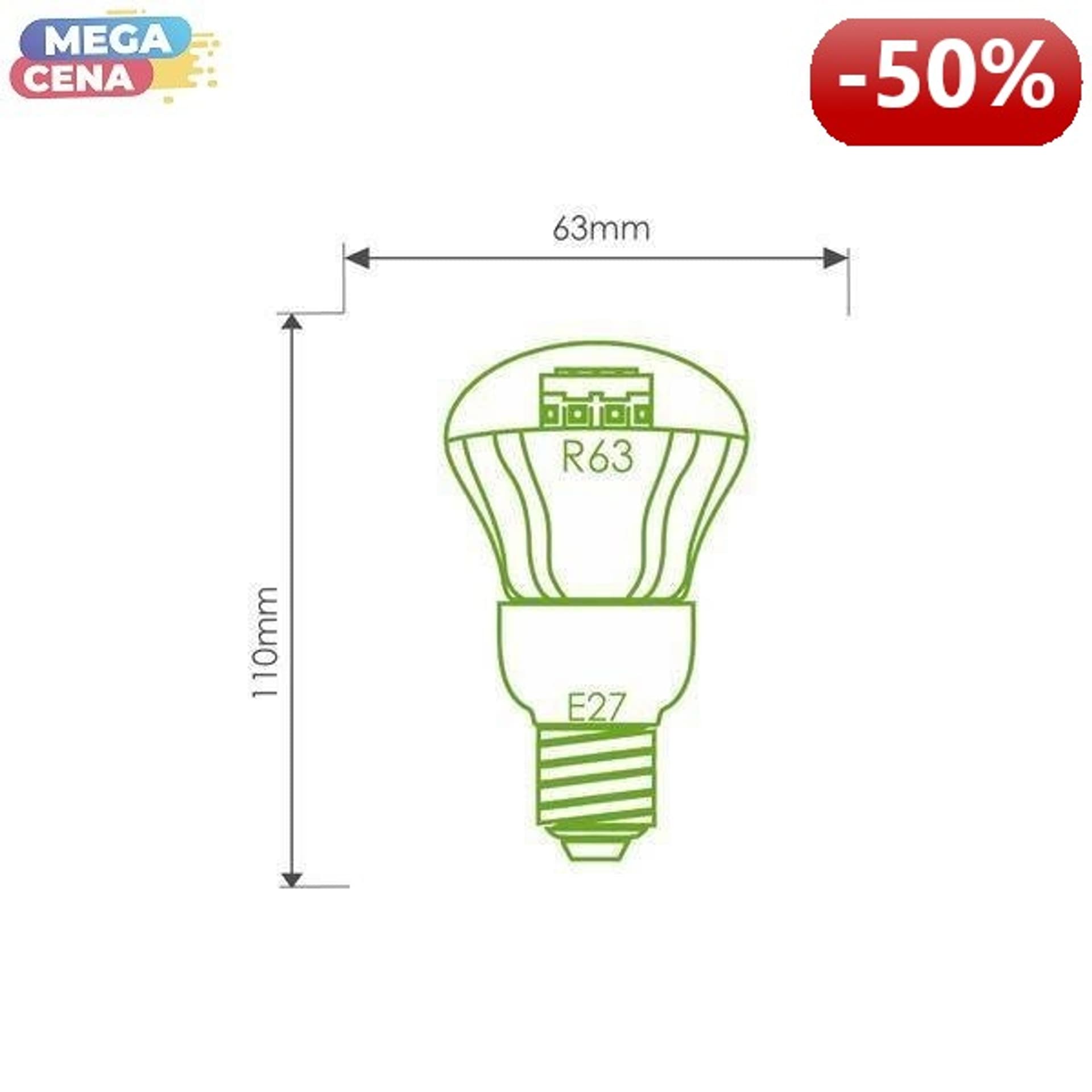 

Whitenergy Żarówka LED 4W E27 R63 SMD3528 zimna 230V Reflektor / transparentne