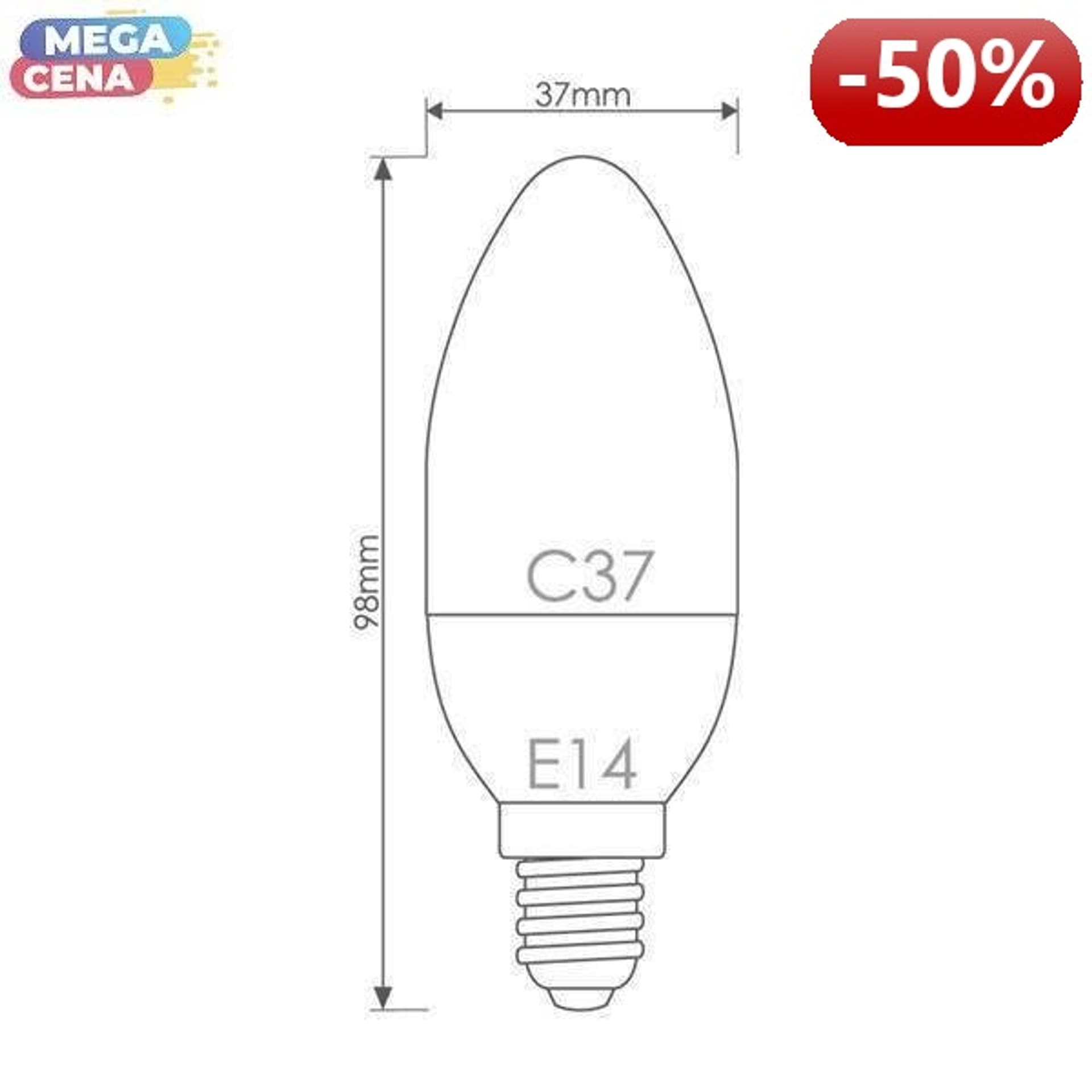 

Whitenergy Żarówka LED 5.5W E14 C37 SMD3030 ciepła 230V Świeczka / mleczne