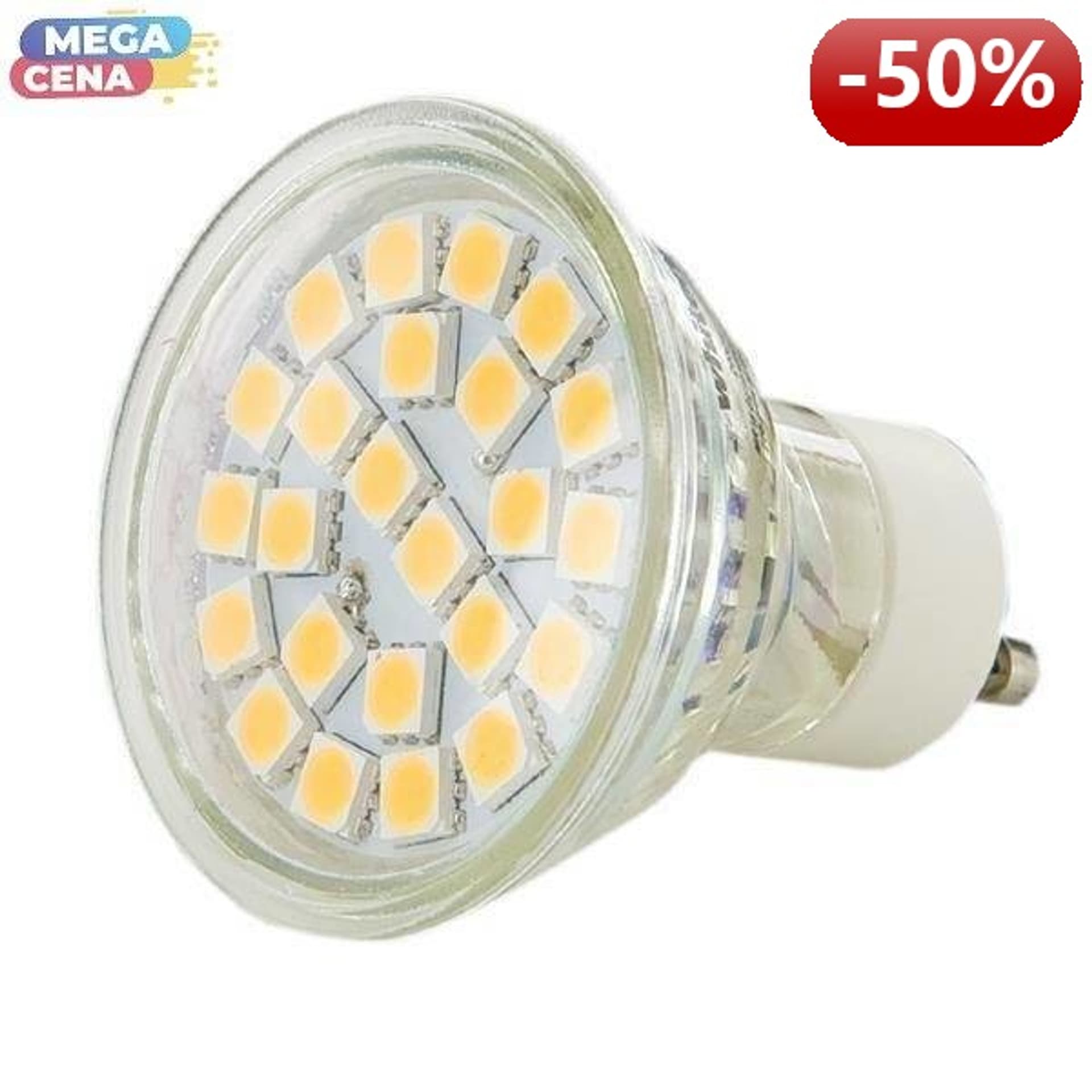 

Whitenergy Źródło LED|24xSMD5050|MR16|GU10|3.5W|230V|ciepłe białe|bez szybki