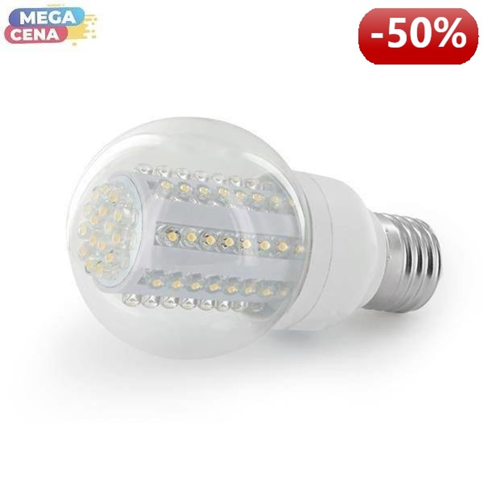 

Whitenergy Źródło LED|80xDIP|B60|E27|4W|230V|zimne białe|transparentne