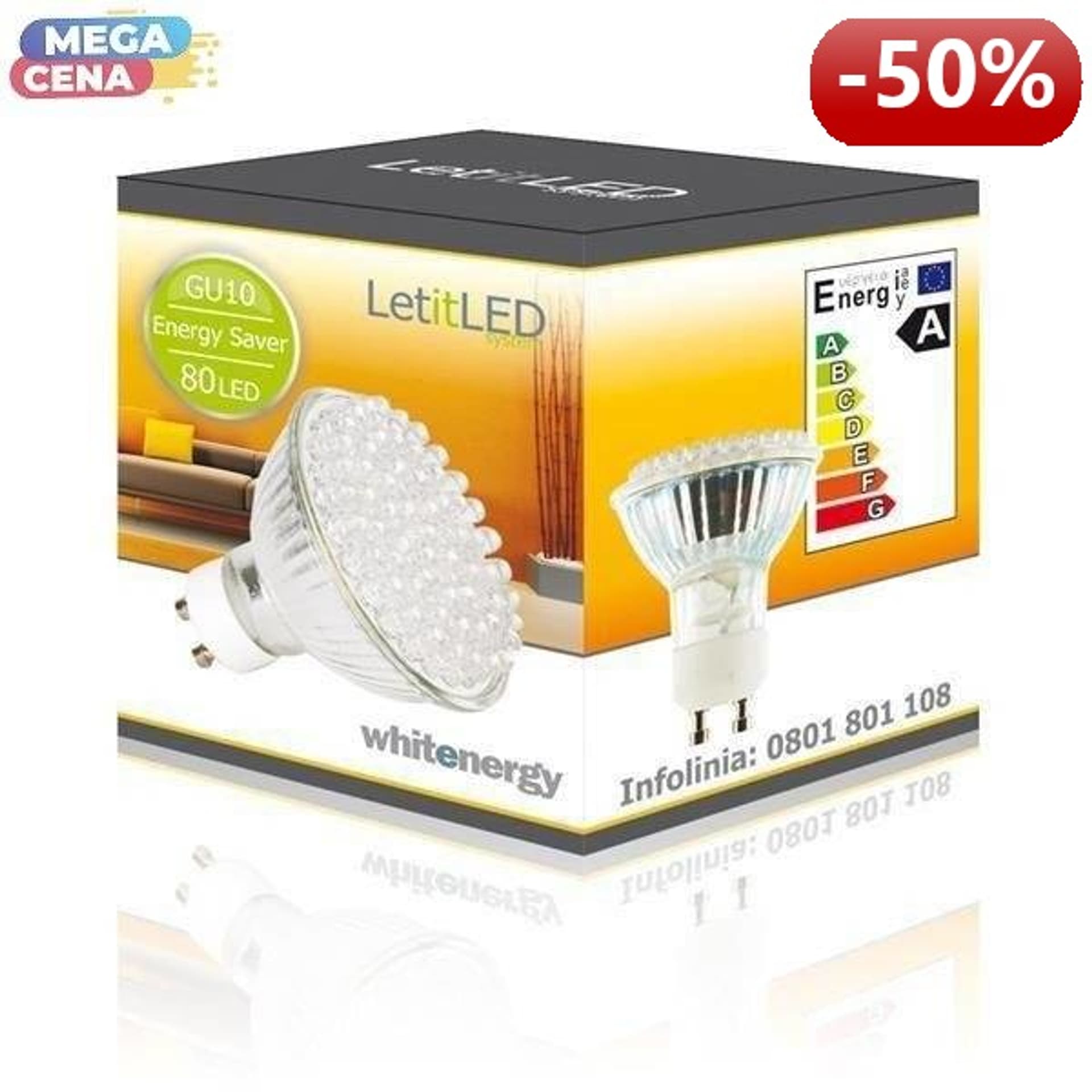 

Whitenergy Źródło LED|80xDIP|MR16|GU10|3W|230V|ciepłe białe|bez szybki