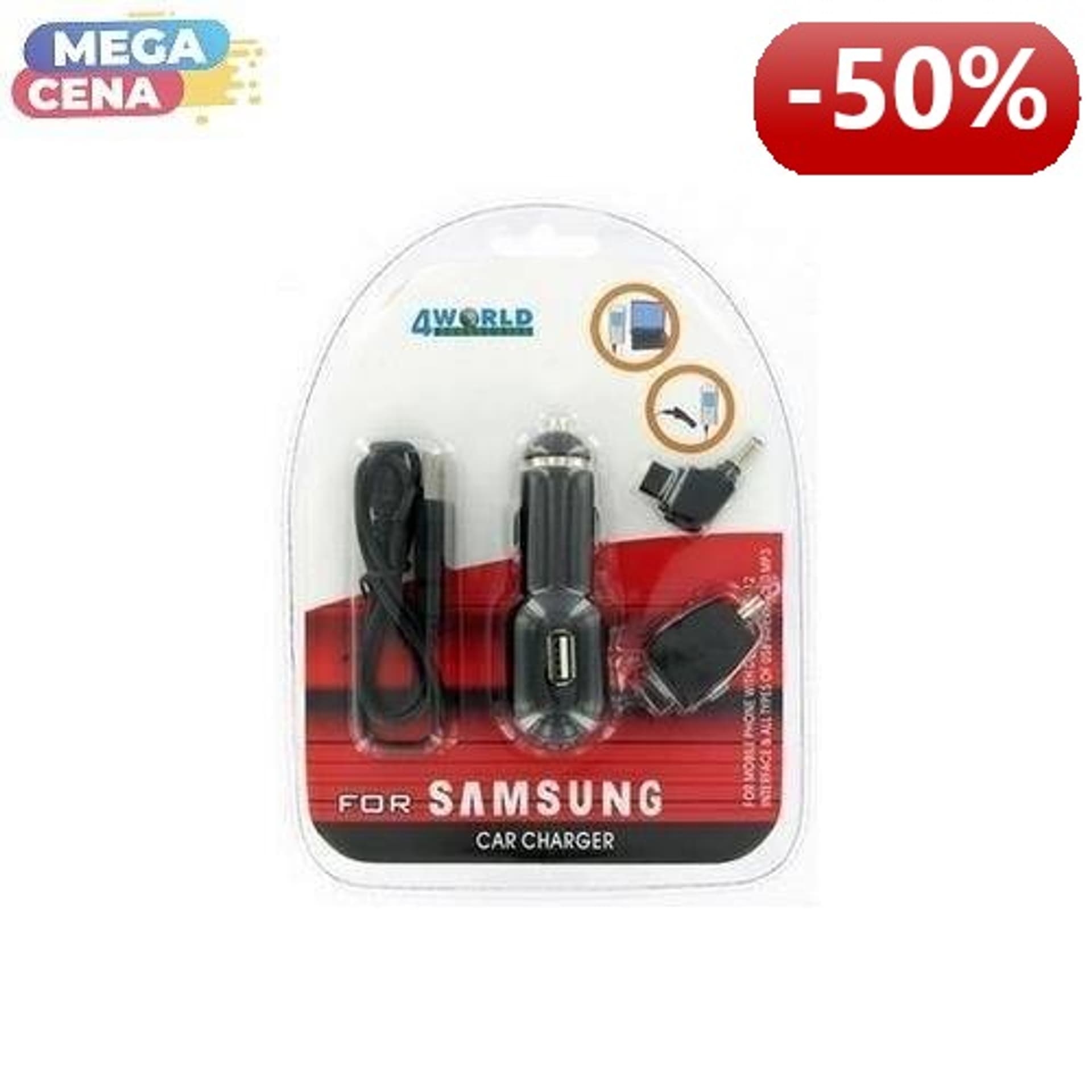 

4World Uniwersalna ładowarka samochodowa Samsung X800/D800 SAM/USB