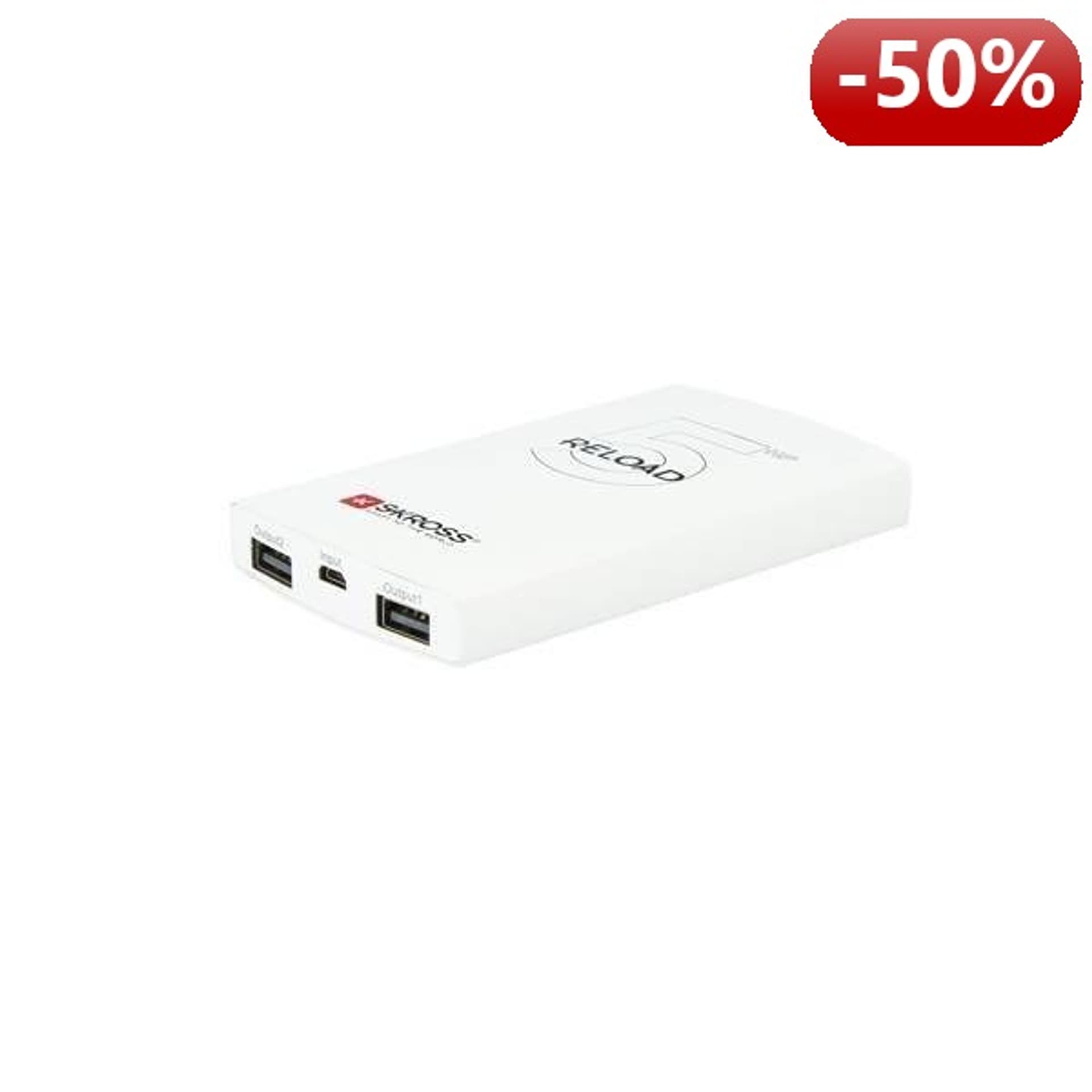 

SKROSS Power bank Reload 5HP 1.302169 5000mAh+ kabel Micro USB, biały
