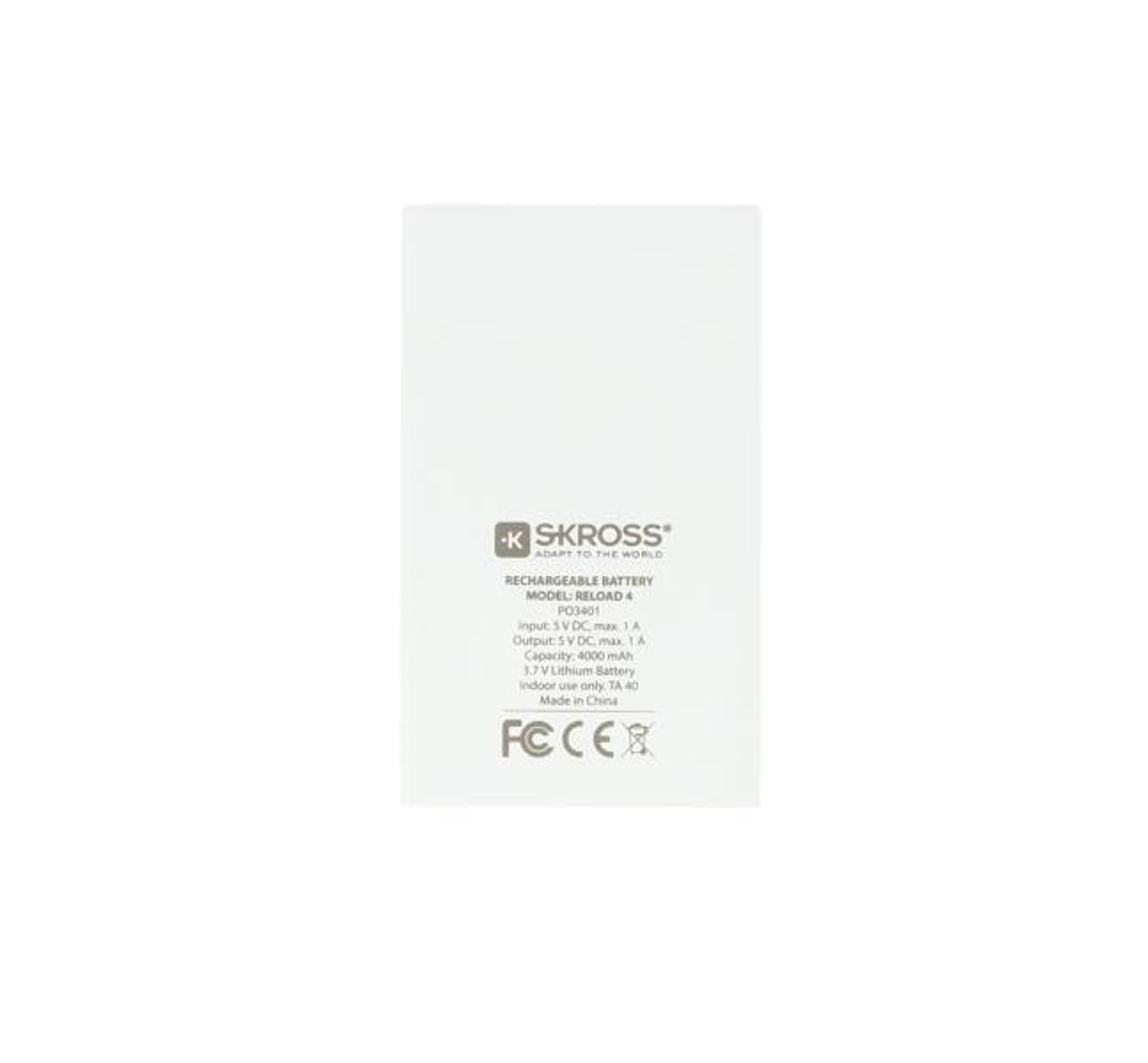 

SKROSS Power bank Reload 4 1.400100E 4000mAh+ kabel Micro USB, biały
