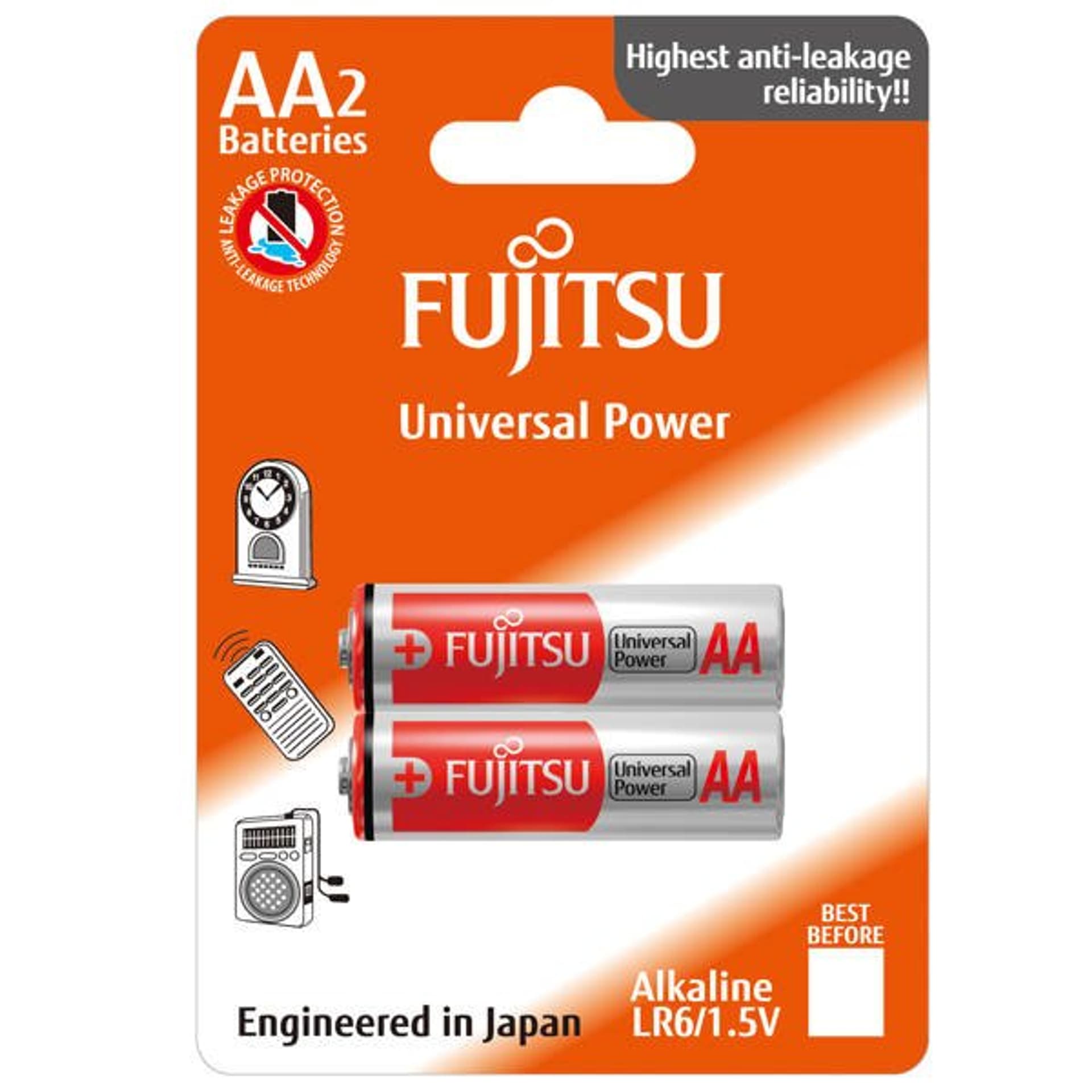 

FUJITSU Bateria alkaliczna LR6 AA, 1.5V, 2szt, blister