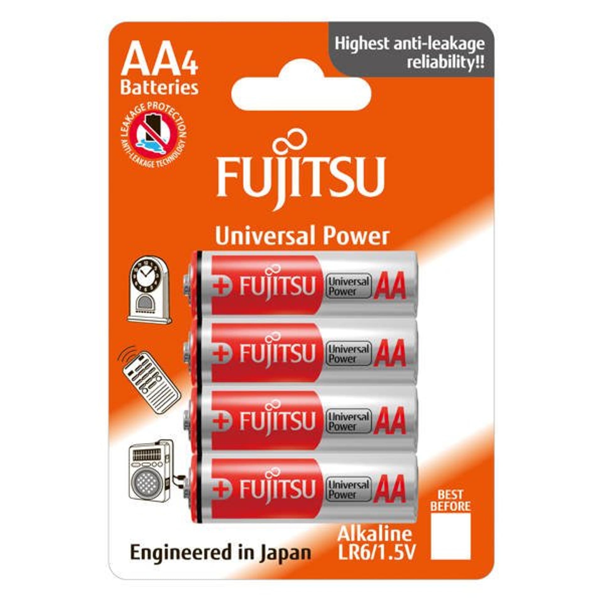 

FUJITSU Bateria alkaliczna, LR6 AA, 1.5V, 4szt, blister