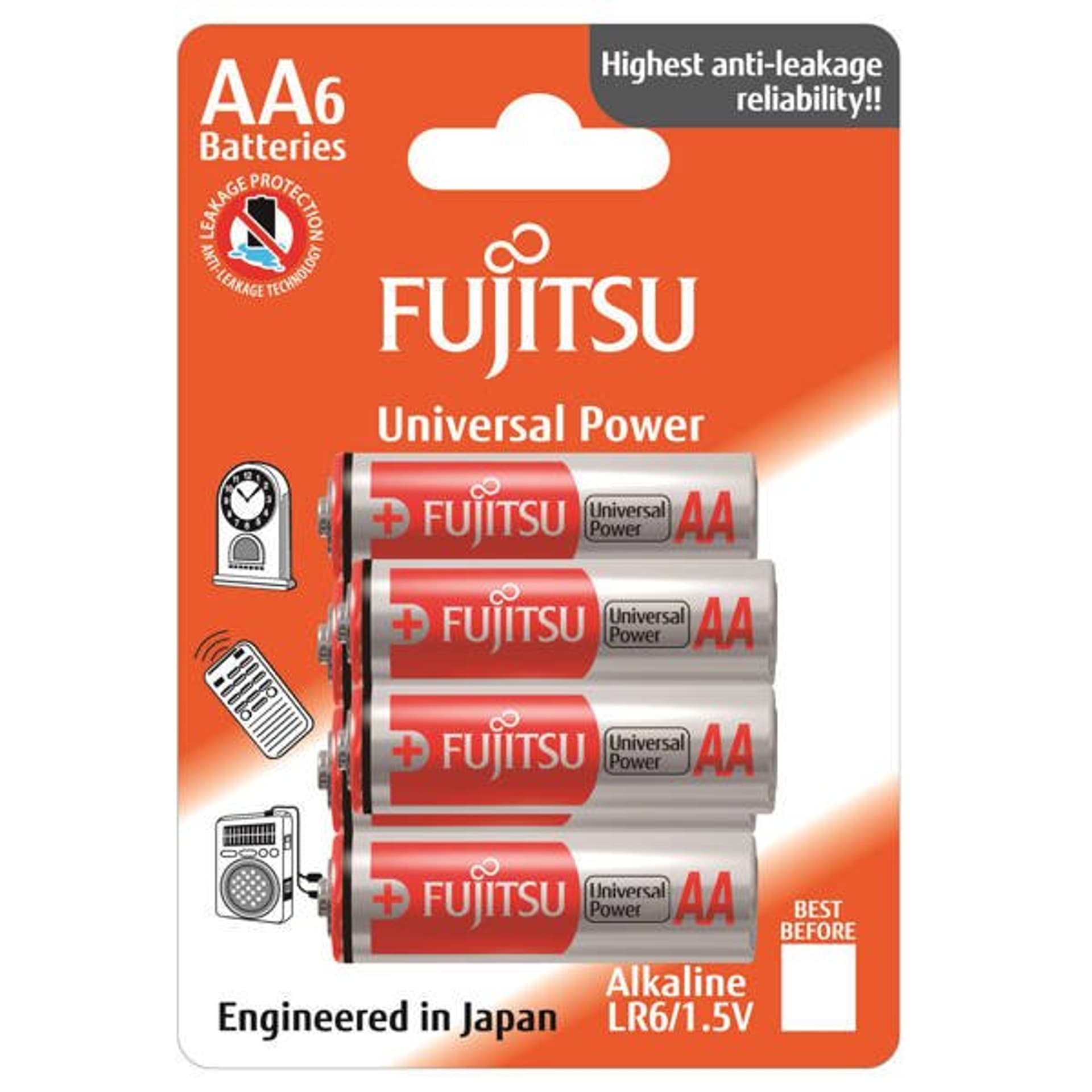 

FUJITSU Bateria alkaliczna LR6 AA, 1.5V, 6szt, blister